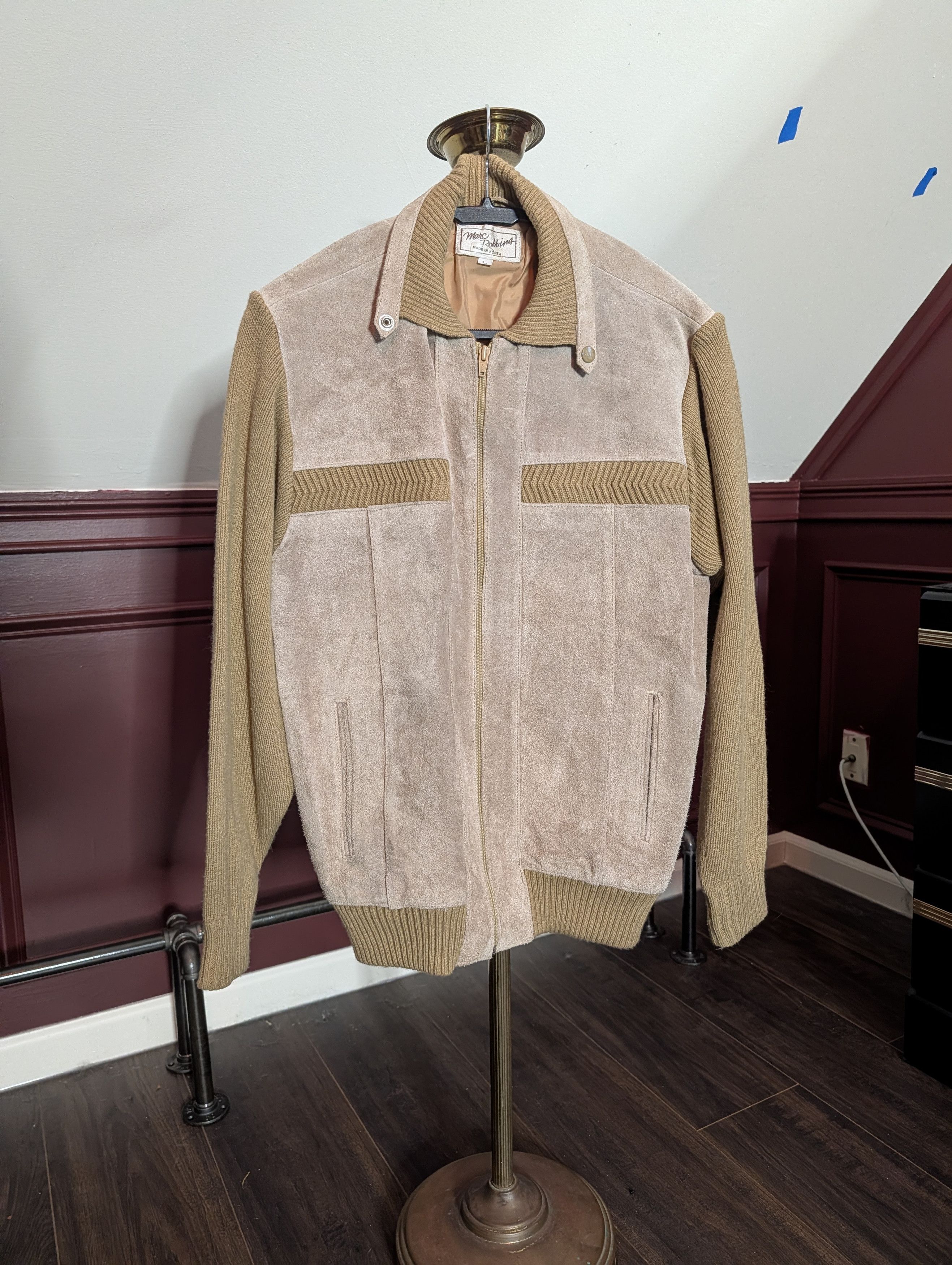 Other MARC ROBBINS vtg suede leather knit insert bomber jacket Size US L / EU 52-54 / 3 - 1 Thumbnail