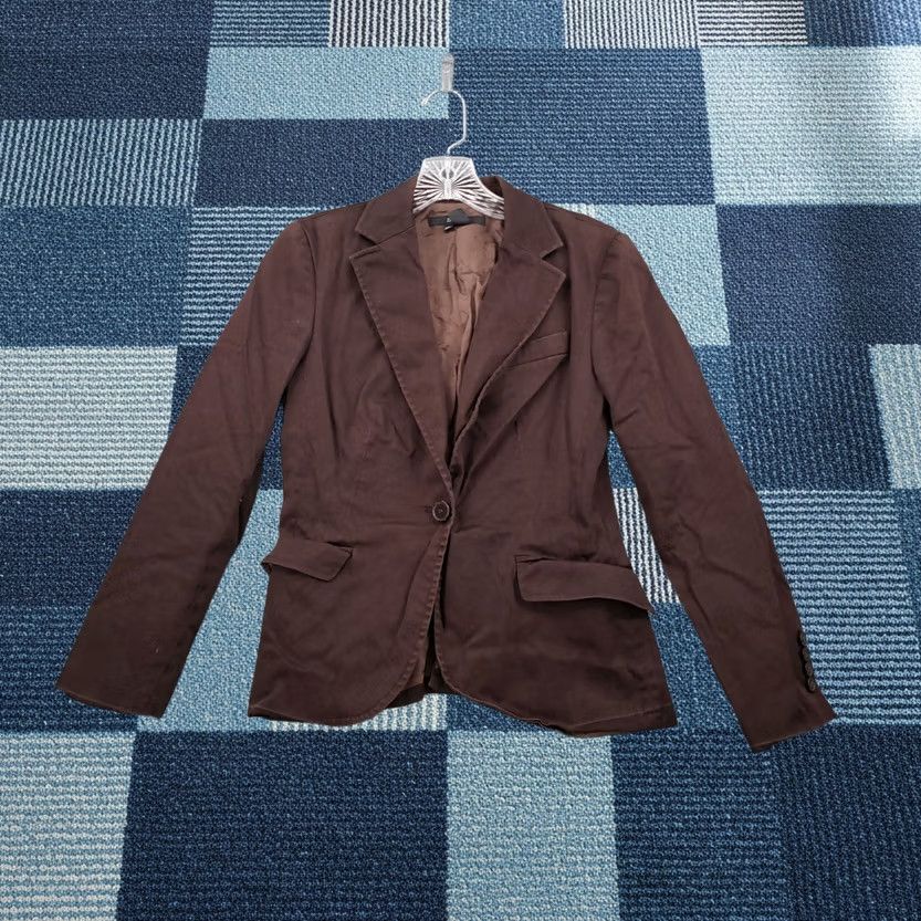 Zara Zara Blazer Jacket Womens Regular One-Button Notch Brown Solid Stretch Lined Wool Cotton Blend Spandex Casual Workwear Medium Size M / US 6-8 / IT 42-44 - 1 Thumbnail