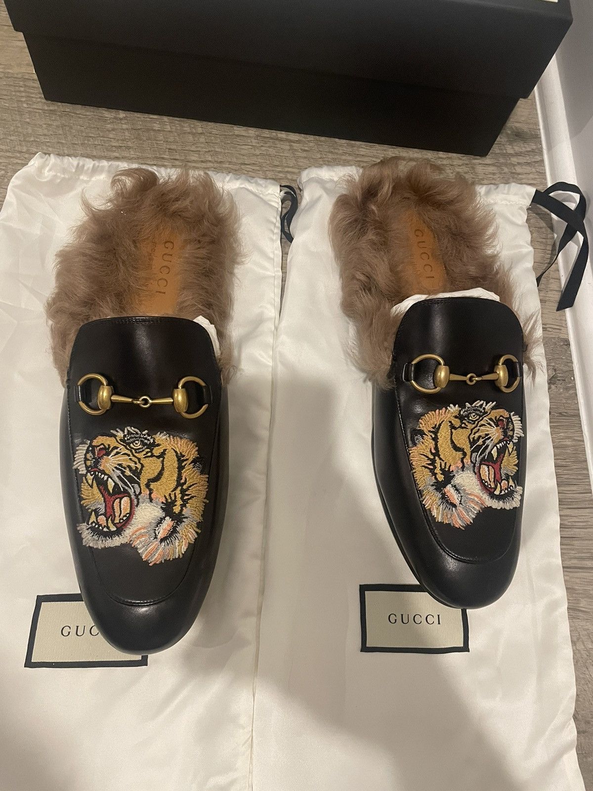 Gucci Gucci Princetown Fur Black Leather Rare Sold Out Size US 9 / EU 42 - 3 Thumbnail