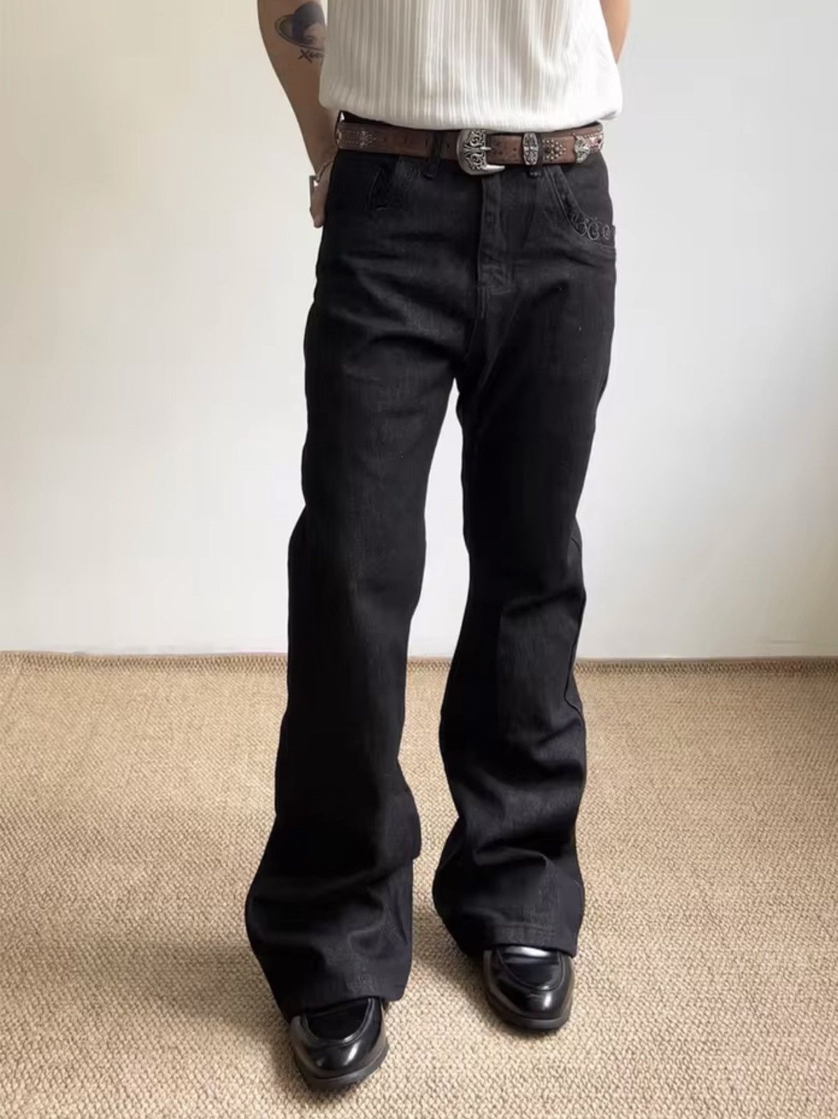 Jean utility punk yuppie grunge bootcut pattern jeans Size US 32 / EU 48 - 2 Thumbnail