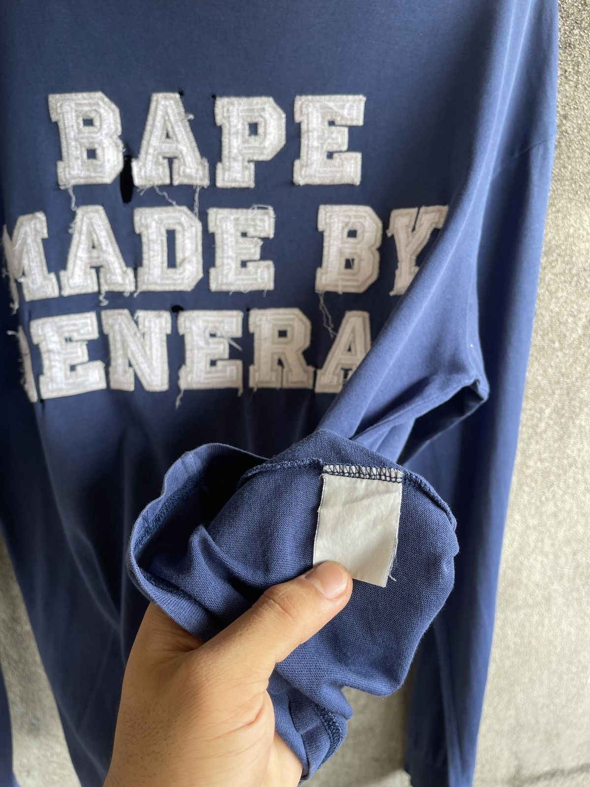 Bape Vintage 90s BAPE MADE BY GENERAL Thrashed Faded Long Sleeve Size US L / EU 52-54 / 3 - 12 Thumbnail