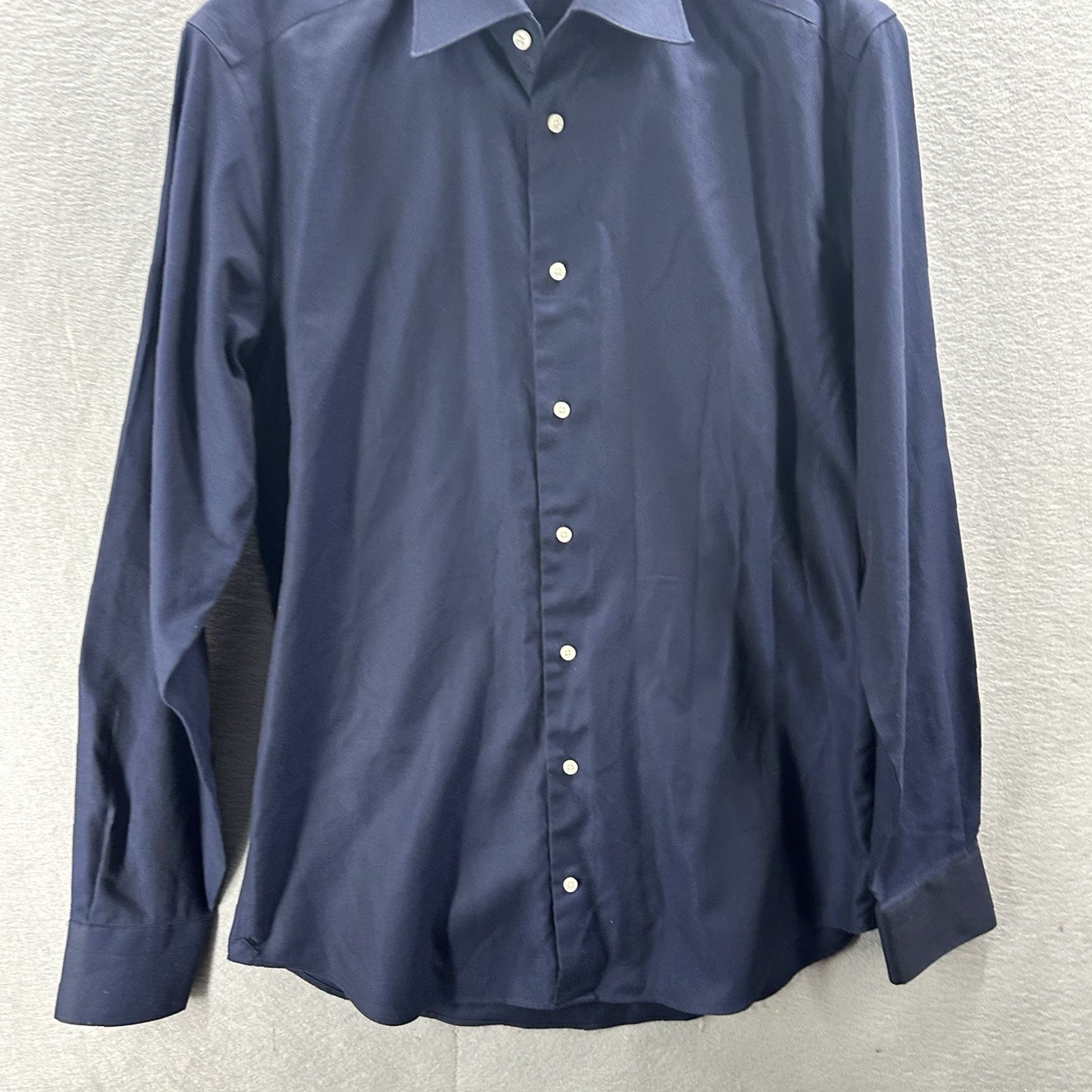 Suitsupply Suitsupply Slim Fit Dress Shirt Mens 15.5 40 Blue Solid Button Up Business Casual Size 40R - 6 Thumbnail