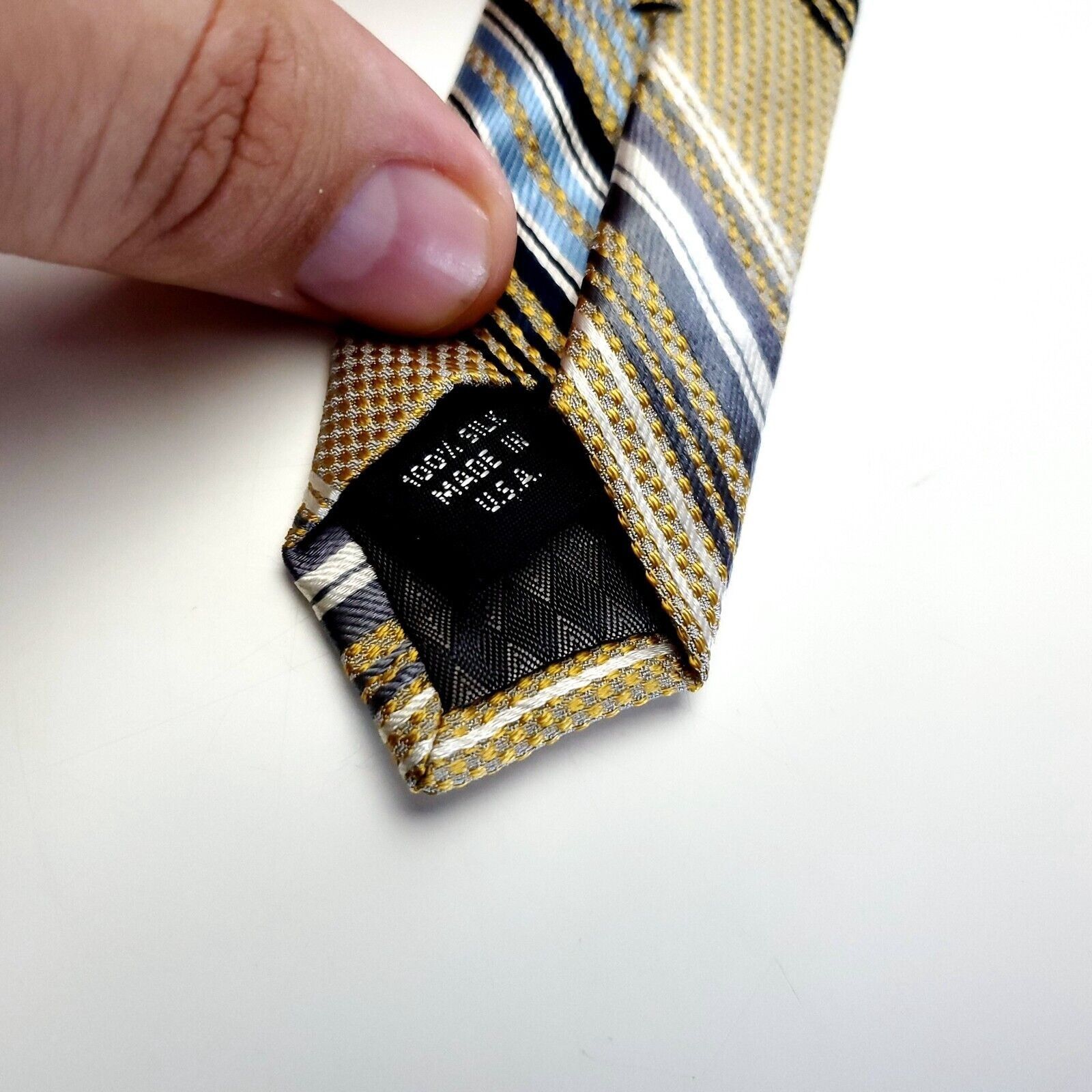 Other Bruno Piattelli Tan Blue Striped Woven Wide Silk Tie Size ONE SIZE - 4 Thumbnail