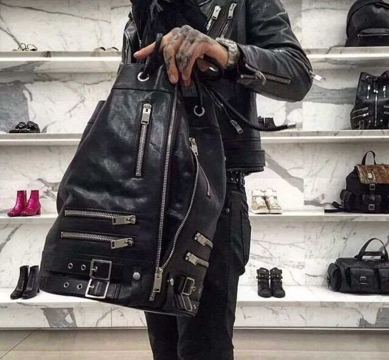 Saint Laurent Paris Saint Laurent 14fwMulti-Zip Motorcycle Cattlehide Bucket Ba Size ONE SIZE - 8 Thumbnail