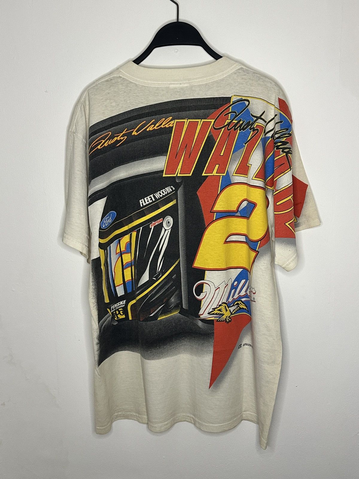 NASCAR Vintage 90s Rusty Wallace Miller AOP NASCAR T-Shirt Size US L / EU 52-54 / 3 - 2 Thumbnail