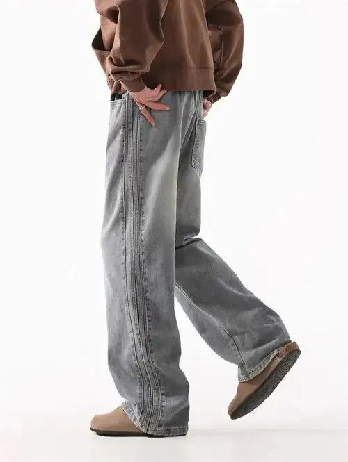 Jean Washed vintage baggy wide leg jeans Size US 30 / EU 46 - 3 Thumbnail