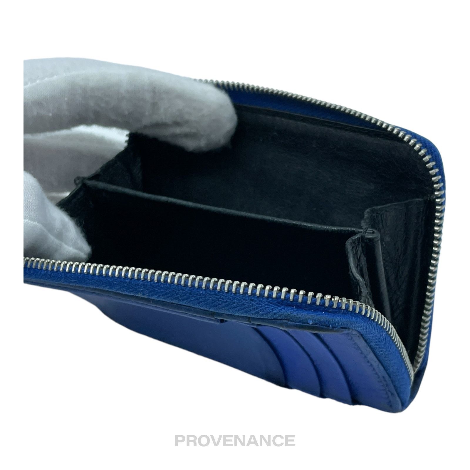 Balenciaga 🔴 Balenciaga Logo Zip Card Wallet - Blue Leather Size ONE SIZE - 7 Thumbnail