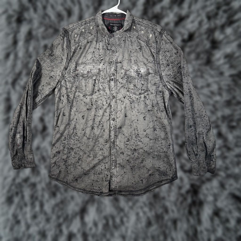 Vintage VINTAGE Tranquility Mayhem Shirt XL Western Studded Moto Punk Rockstar Grunge Goth Edgy Mens Size US XL / EU 56 / 4 - 1 Thumbnail