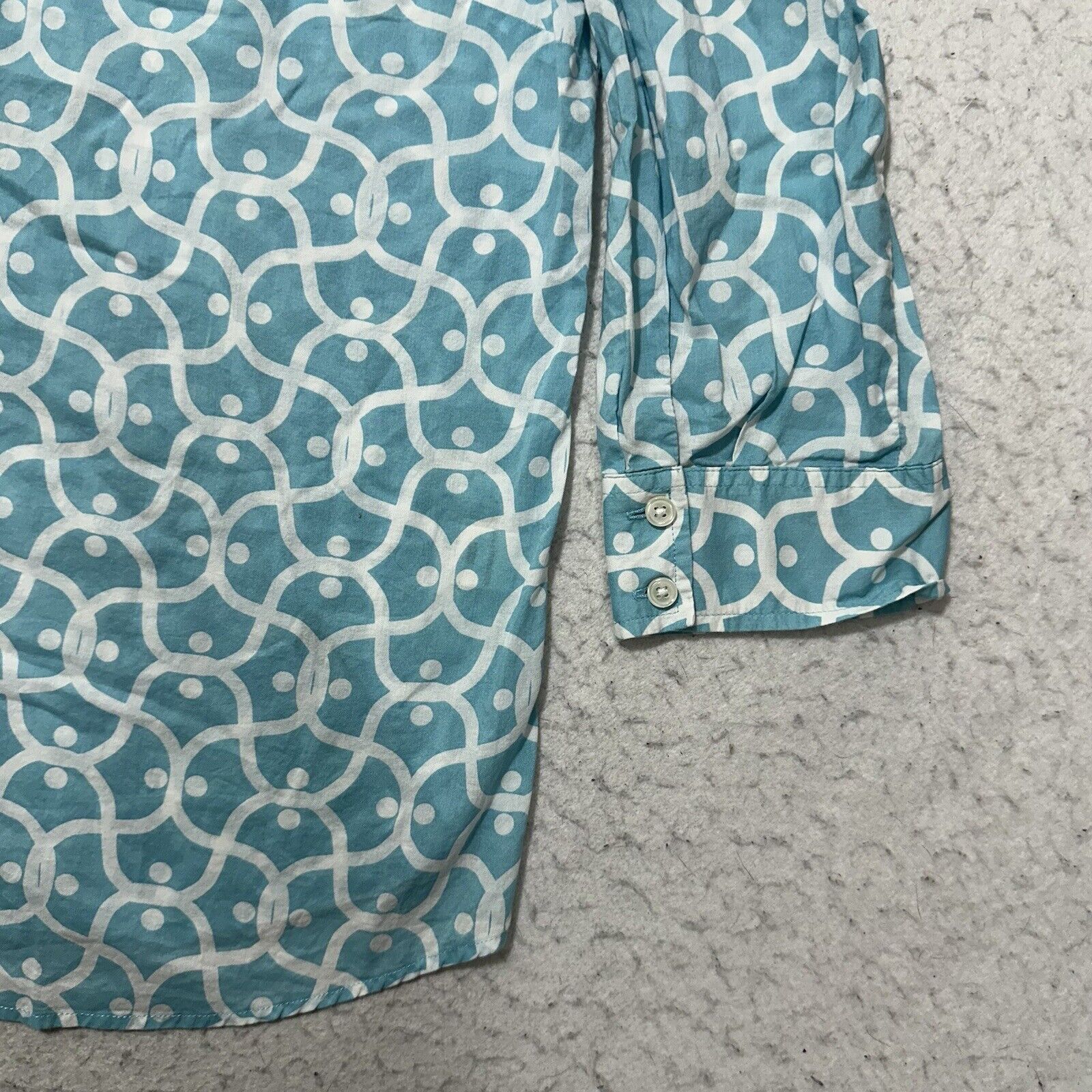 Van Heusen Van Heusen= Large Button Up Shirt Light Blue + White Top Size L / US 10 / IT 46 - 6 Thumbnail