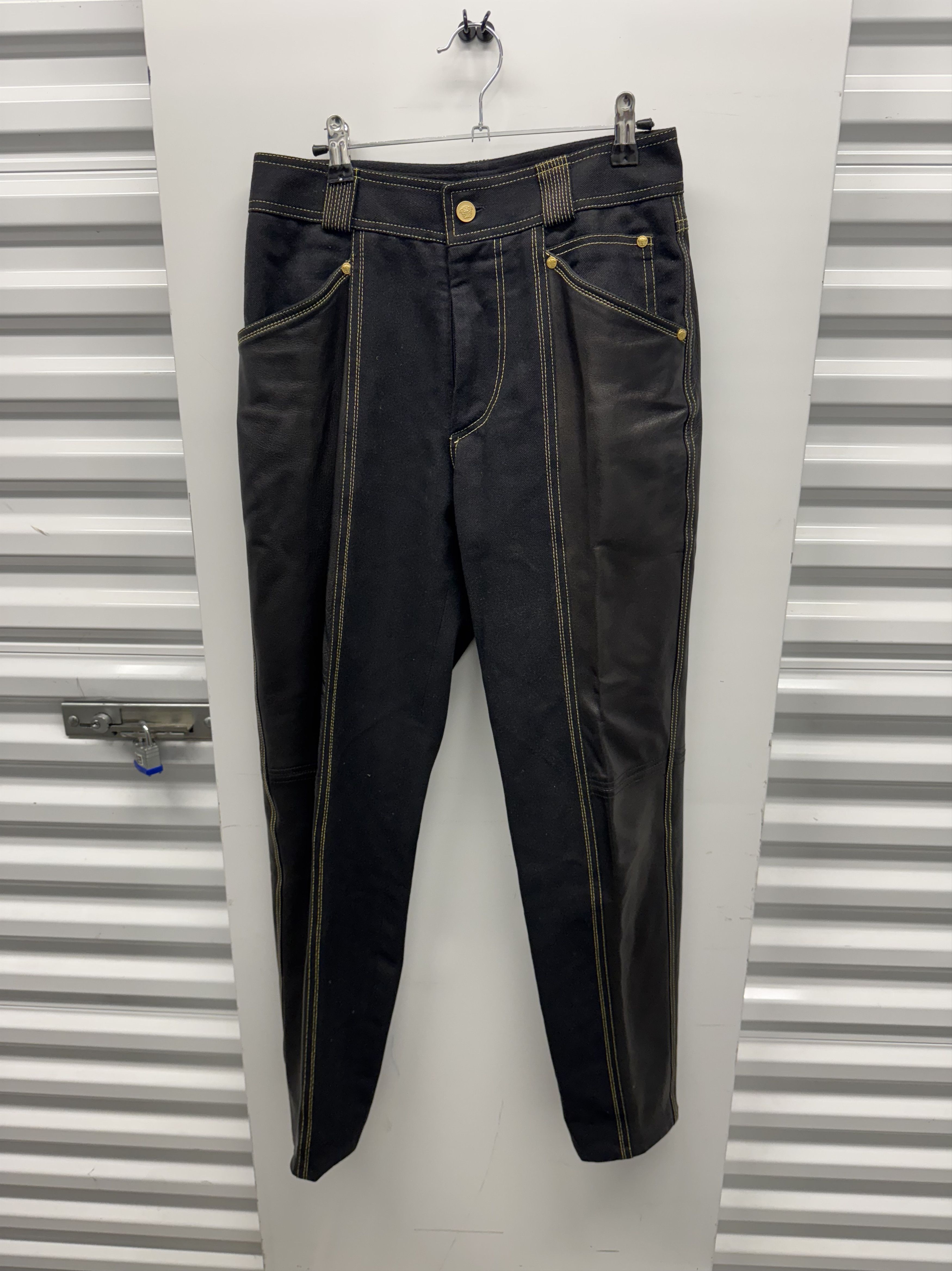 Versace Vintage Gianni Versace Leather Panel Denim Jeans Size US 32 / EU 48 - 1 Thumbnail