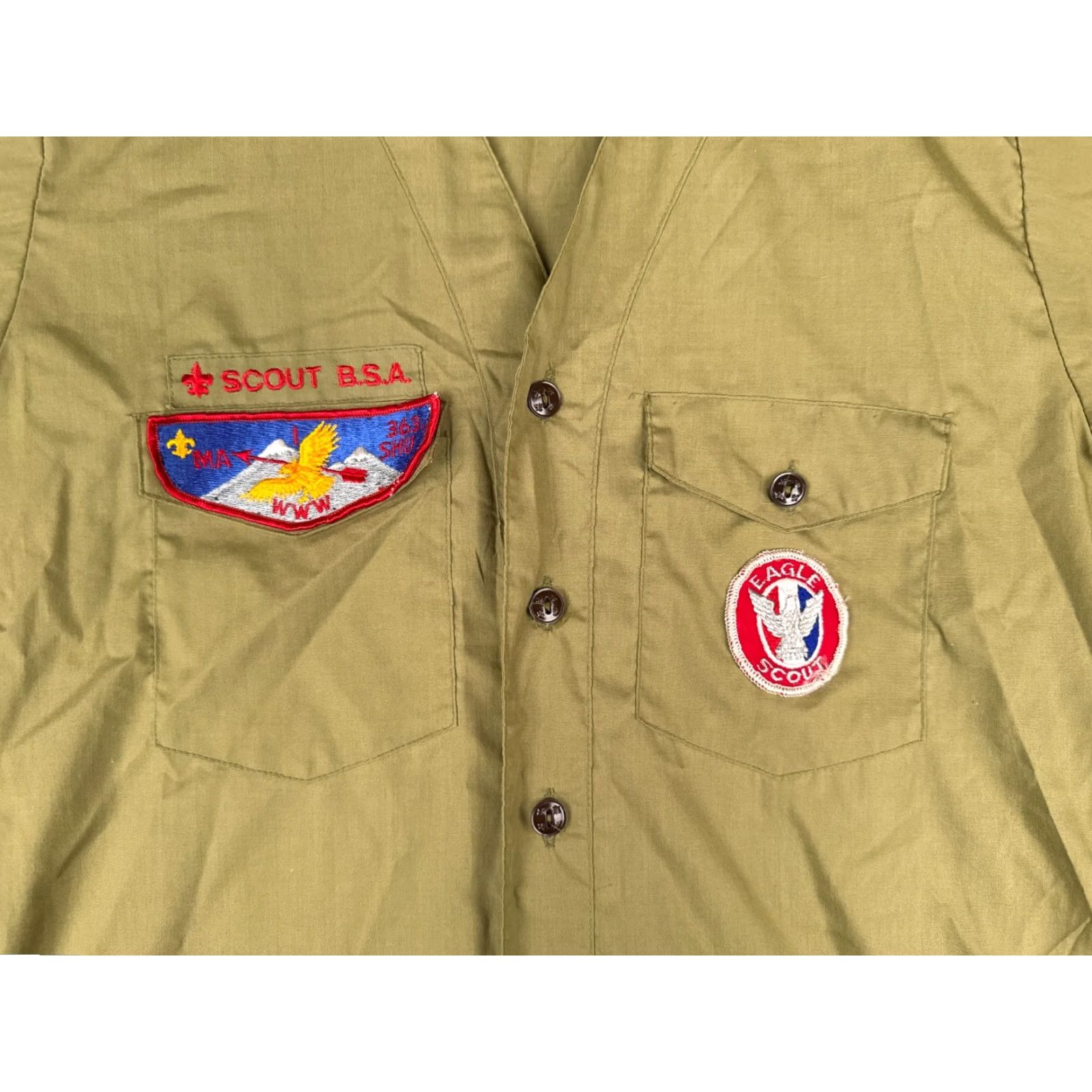 Vintage VINTAGE Boy Scouts of America Shirt Adult 14 Green Cotton Blend Long Sleeve Mens Size US S / EU 44-46 / 1 - 6 Thumbnail