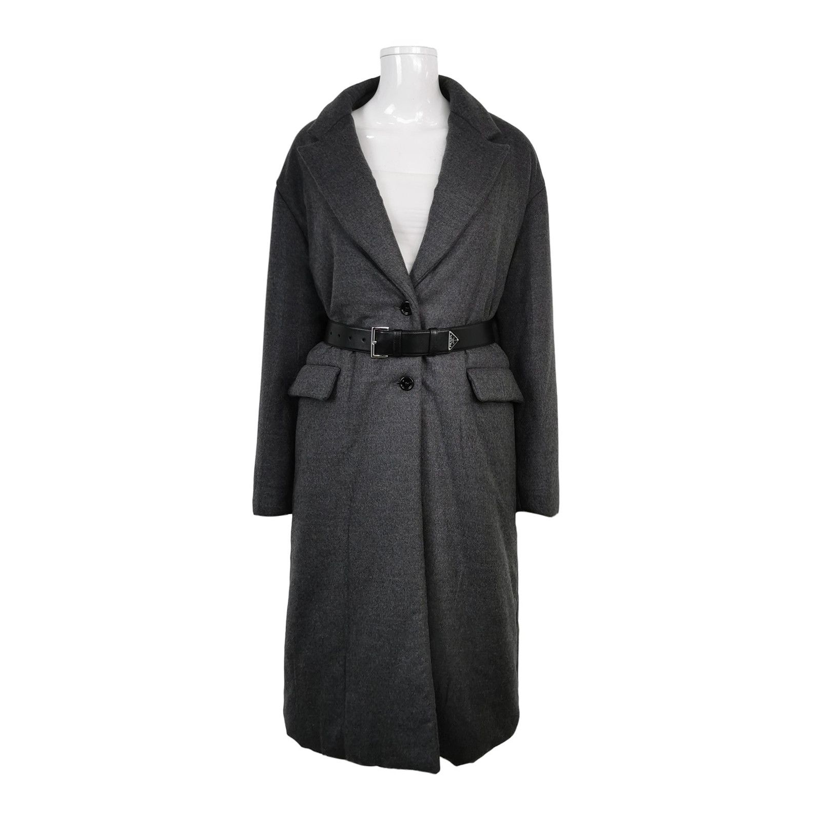 Prada Prada Long Sleeve Belted Coat in Gray 0079 Size US L / EU 52-54 / 3 - 1 Thumbnail