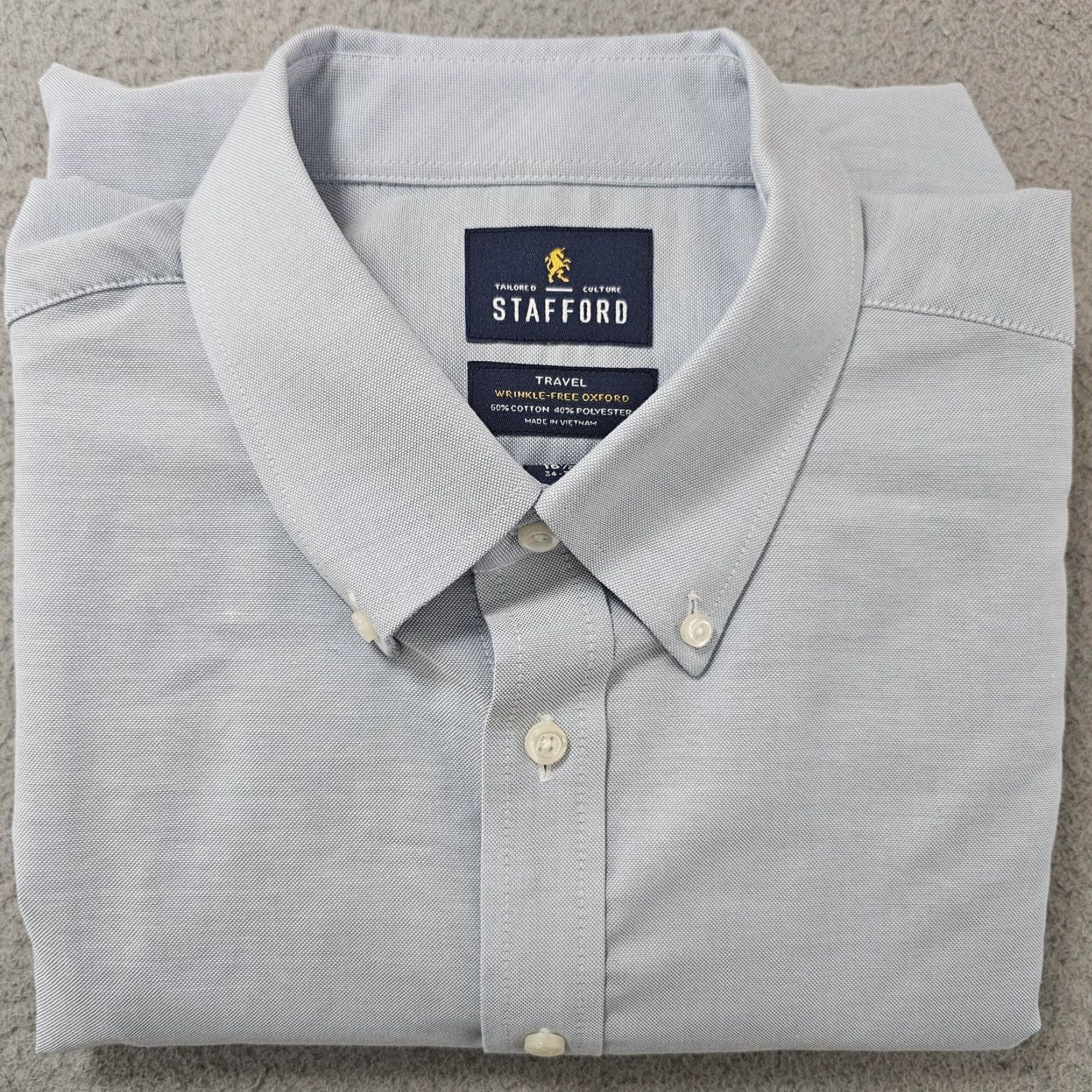 Stafford Stafford Shirt Mens 16.5 34/35 Blue Travel Wrinkle Free Oxford Regular Fit Shirt Mens Blue Travel Wrinkle-Free Oxford Regular Fit Size US XL / EU 56 / 4 - 7 Thumbnail