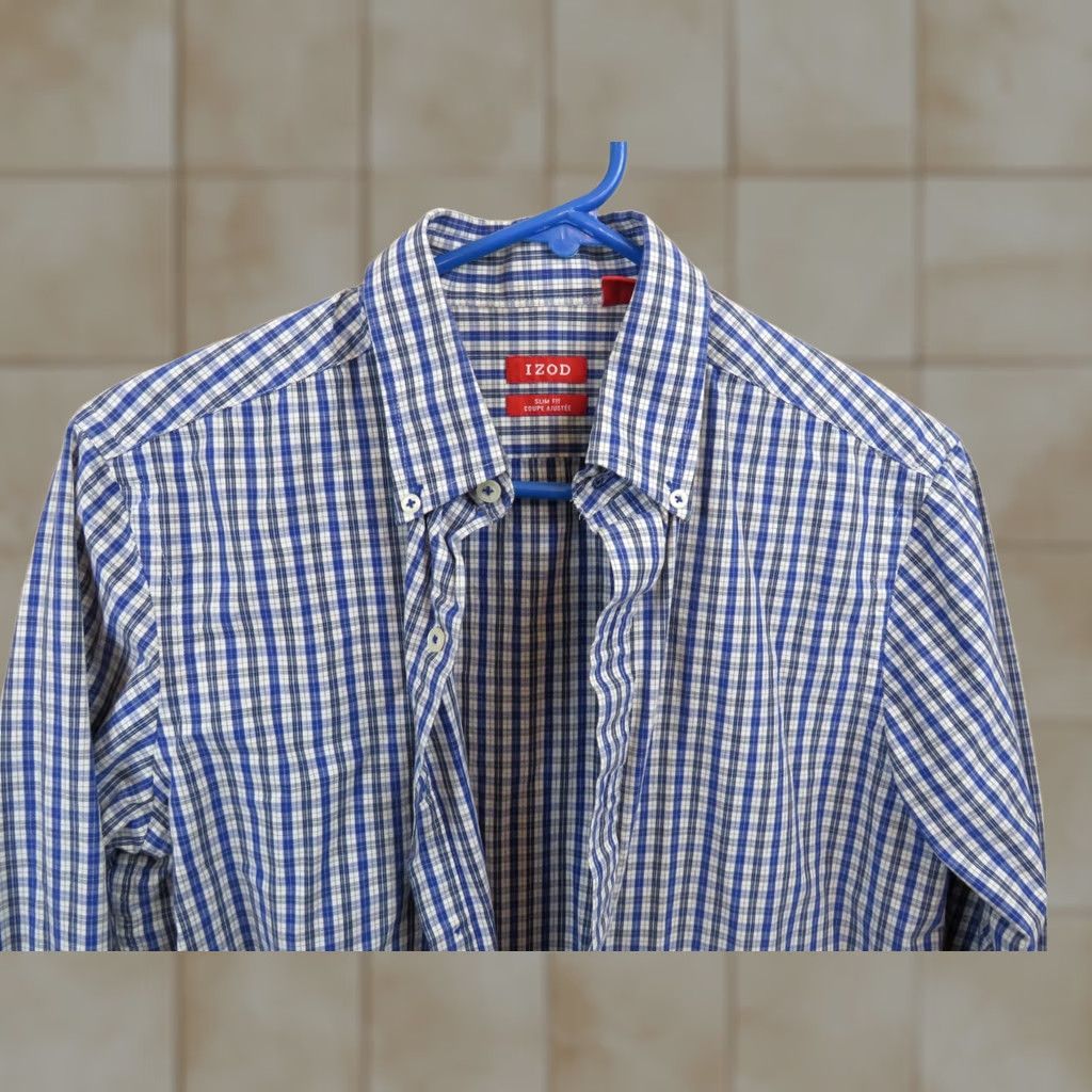 Izod Duck Head Izod Button-Down Shirt M Blue Stripe Multicolor Long Sleeve Mens Shirt Size US M / EU 48-50 / 2 - 1 Thumbnail