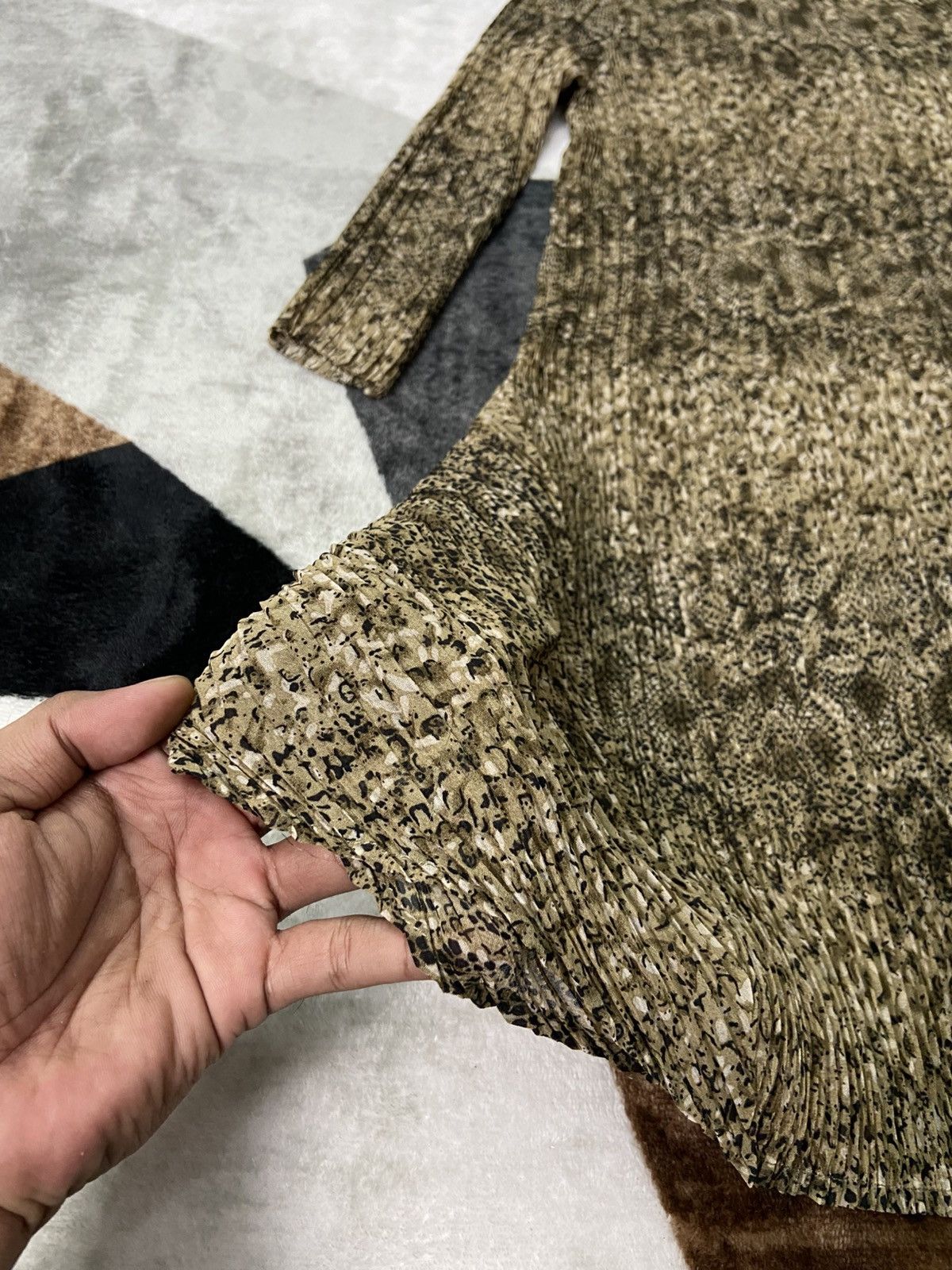 Japanese Brand Pleatsme Snakeskin Pleated Asymmetric Tunic Dress Size ONE SIZE - 6 Thumbnail