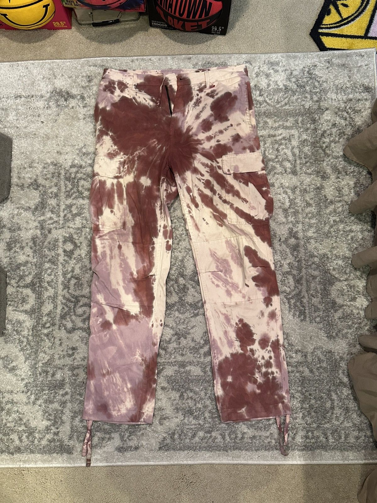image of Black Scale Tie Dye Pants Size 32 - A Ma Maniere Maroon, Men's