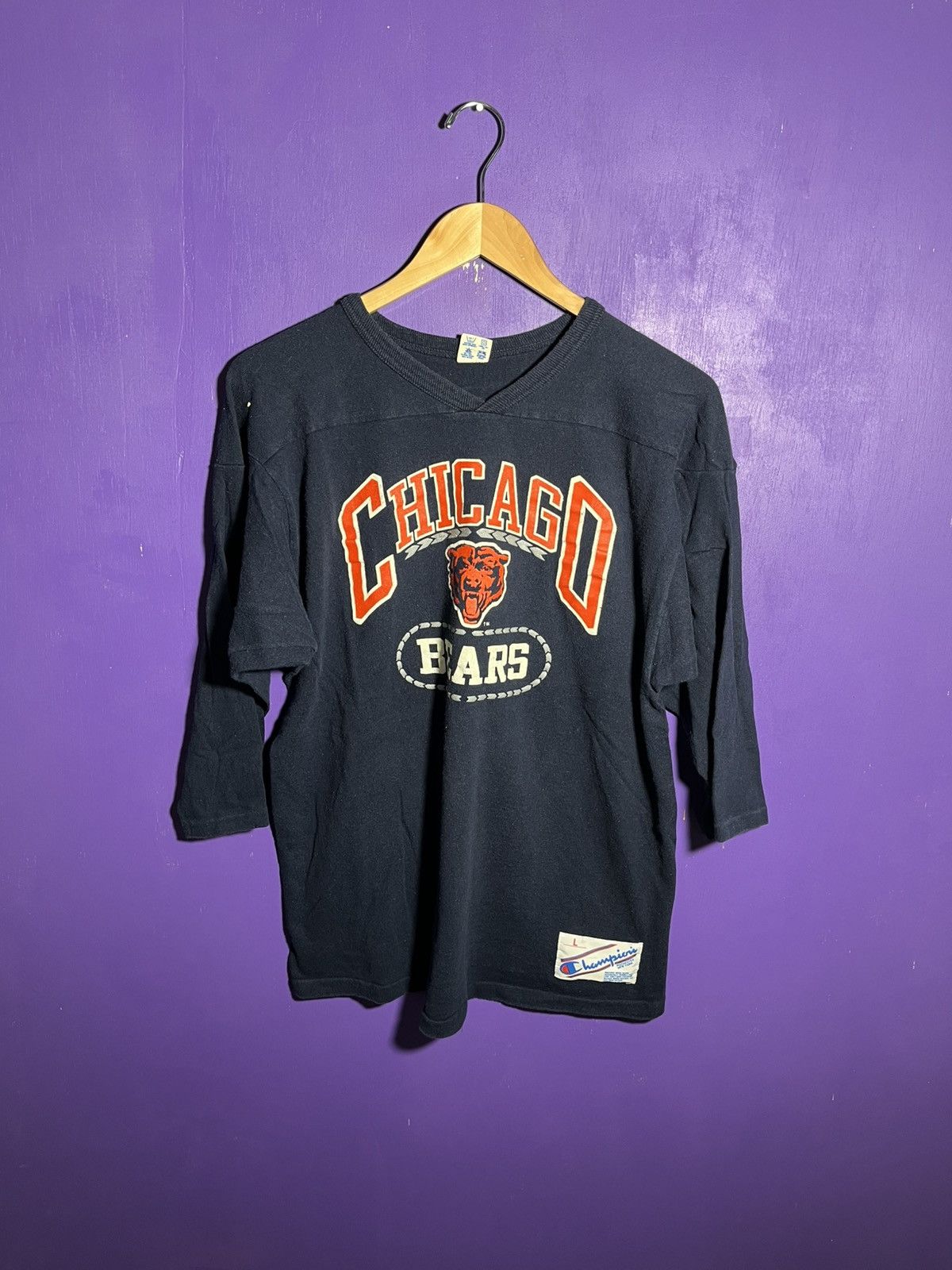 Champion × NFL × Vintage Vintage 80s Champion Chicago bears half sleeve t-shirt Size US M / EU 48-50 / 2 - 1 Thumbnail