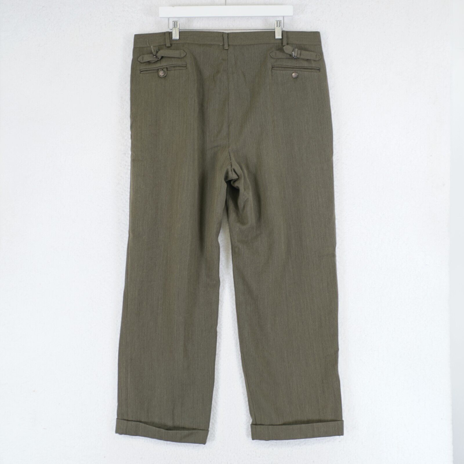 Polo Ralph Lauren Polo Ralph Lauren Tweed Wool Green Pleated Cuffed High Rise Size 40L - 2 Thumbnail