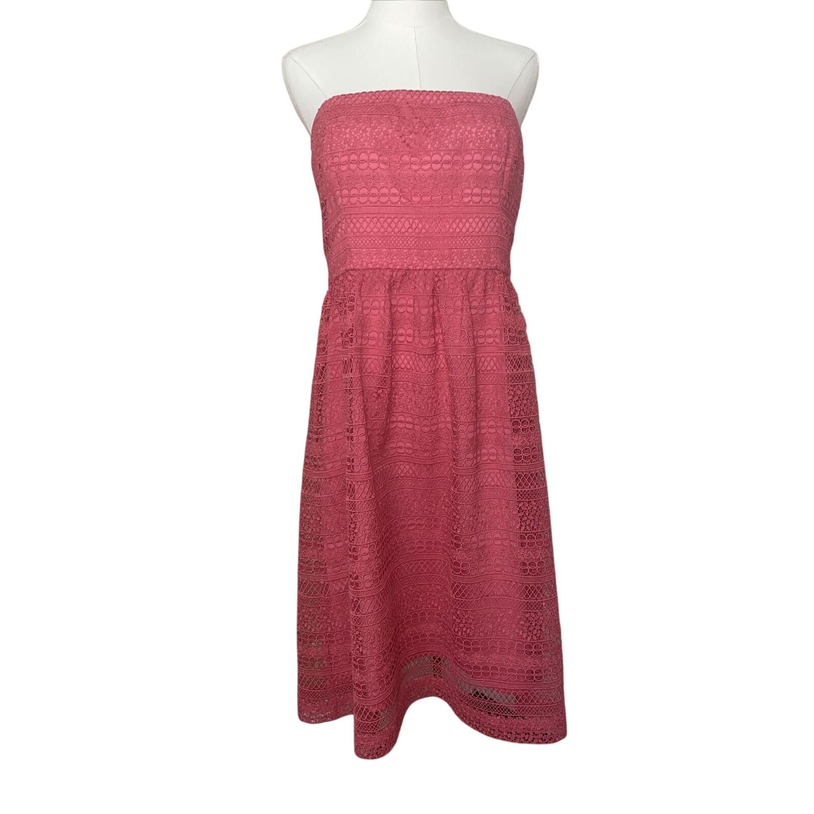 J.Crew J Crew A Line Strapless Lace Party Dress in Pink Sz 10 Size L / US 10 / IT 46 - 1 Thumbnail