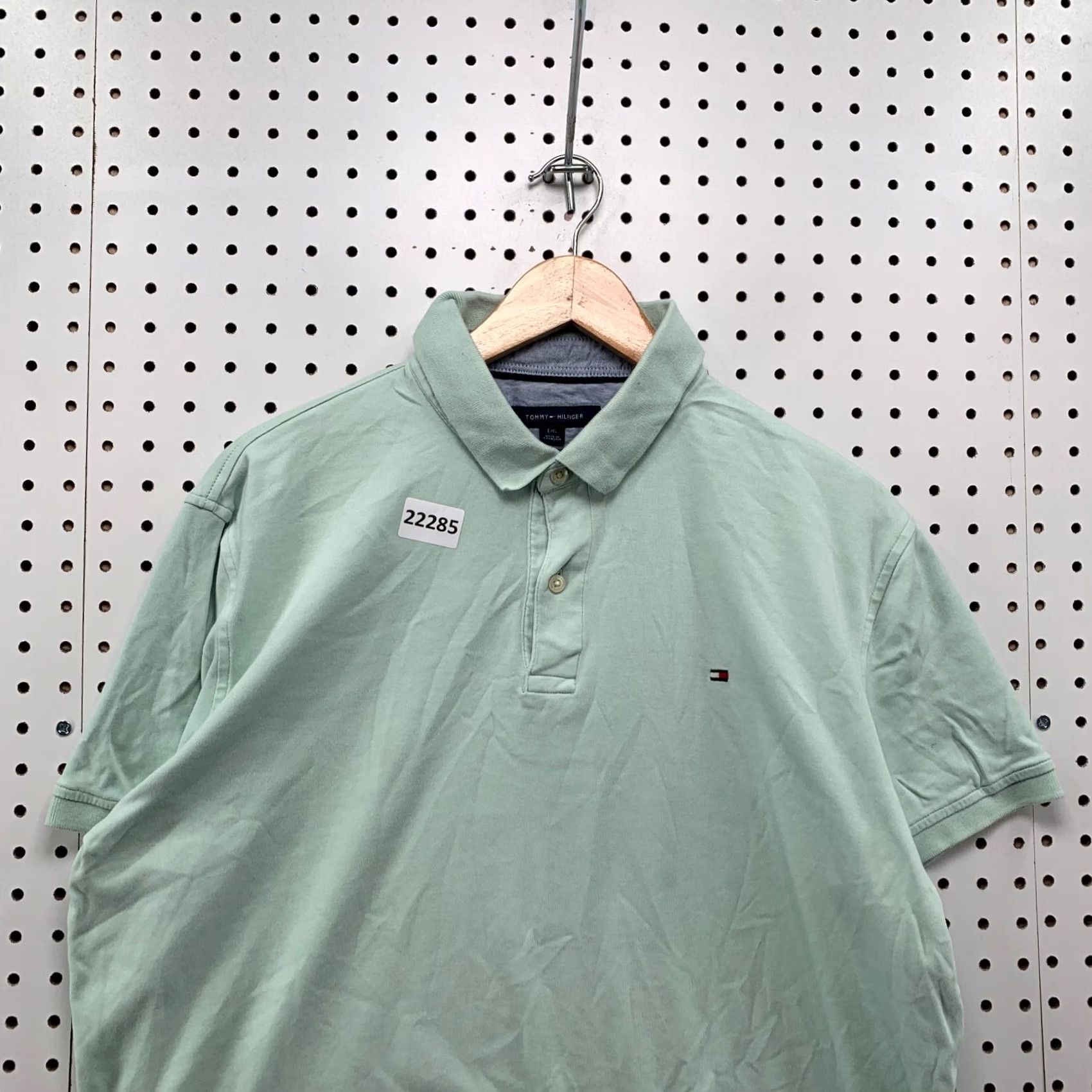 Tommy Hilfiger Tommy Hilfiger Polo Shirt Collared Mint Green Mens Large Casual Custom Fit Size US L / EU 52-54 / 3 - 3 Thumbnail