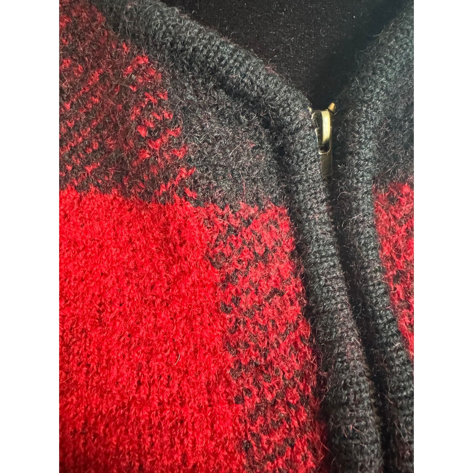 Other Vintage Requirements 100% Wool Buffalo Plaid Zip Cardigan Size S / US 4 / IT 40 - 4 Thumbnail