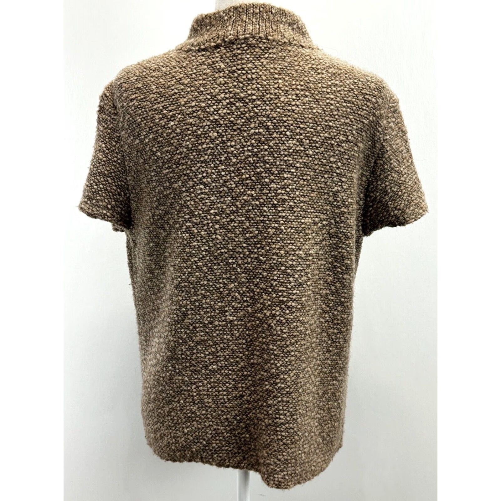 Eileen Fisher Eileen Fisher Brown Short Sleeve Mock Neck Wool Cardigan Sweater Women's Large Size L / US 10 / IT 46 - 3 Thumbnail