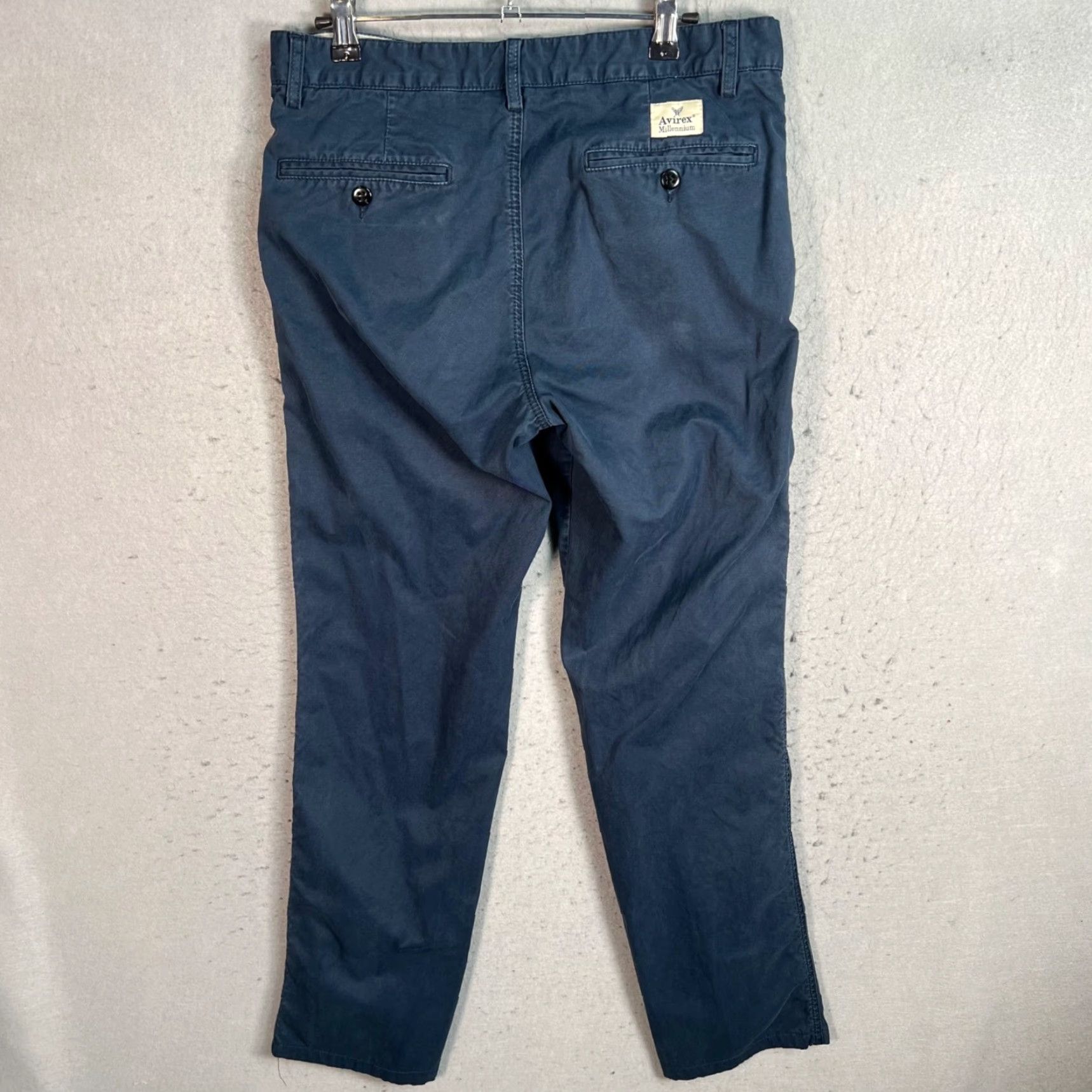 Avirex Avirex Chino Pants - Men - 31x30 Blue 100% Cotton Flat Front Tapered Leg Vintage/Used Millenniam Era Mens Pants Size US 31 - 2 Thumbnail