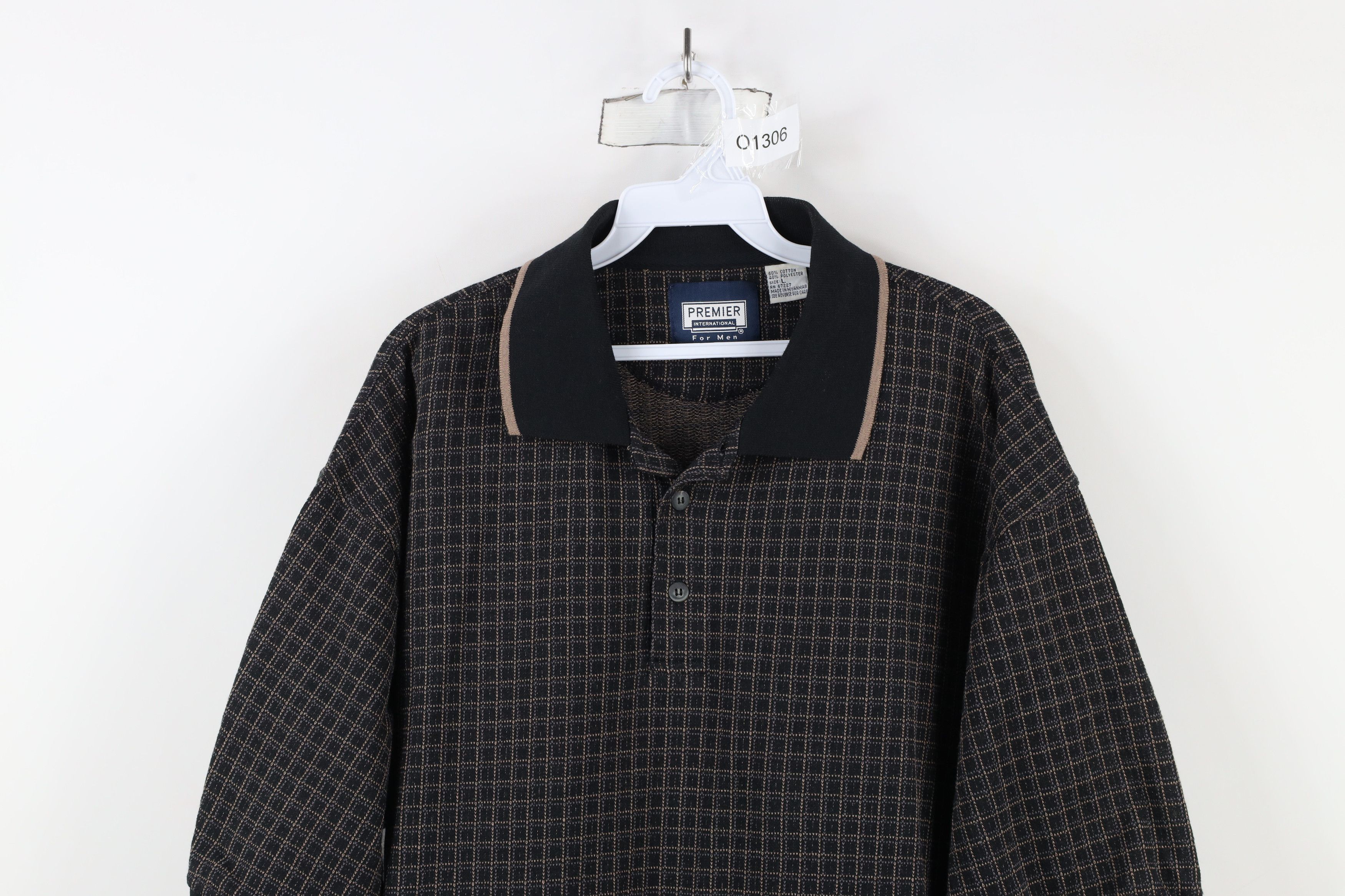 Vintage Vintage 90s Streetwear Checkered Knit Collared Polo Shirt Size US L / EU 52-54 / 3 - 2 Thumbnail