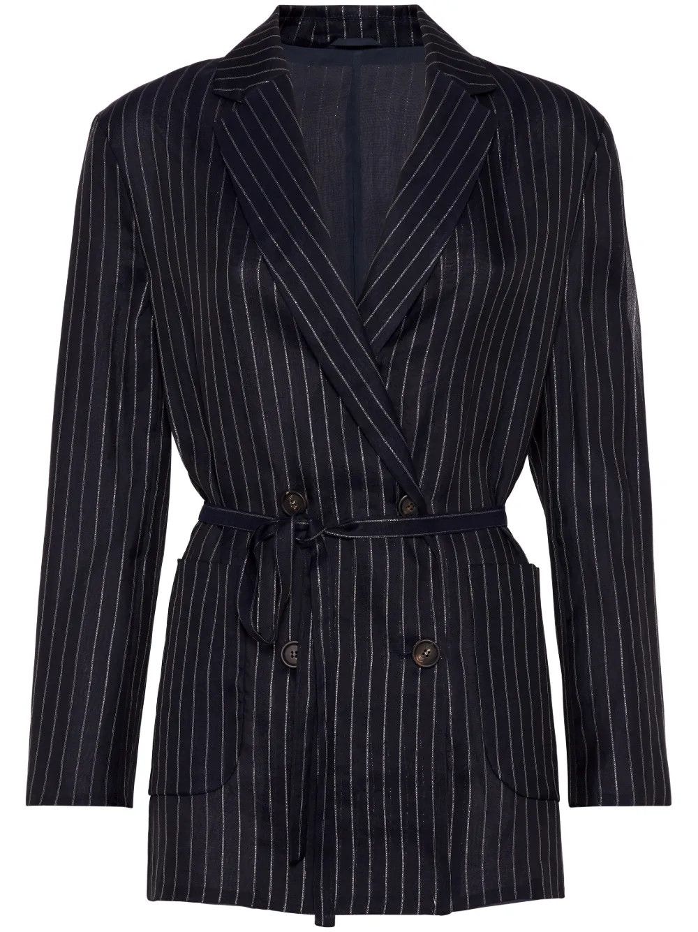 Brunello Cucinelli o1la1rc1a0425 Woven Jacket Wool in Navy Blue Size M / US 6-8 / IT 42-44 - 1 Thumbnail
