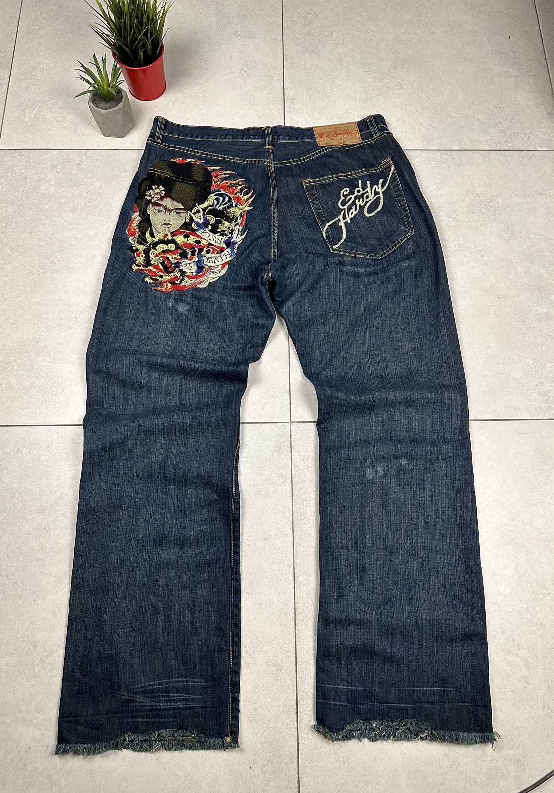 image of Ed Hardy Big Logo Jeans in Blue, Men's (Size 38)