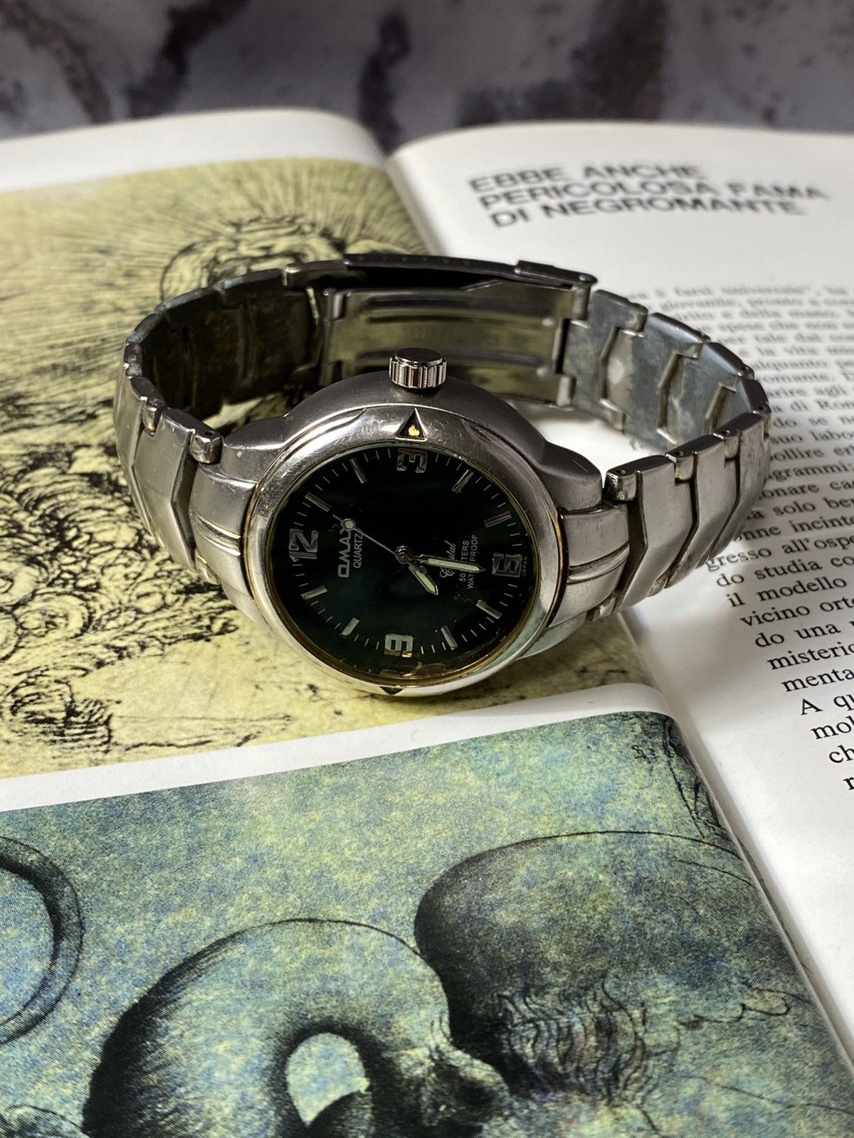 Japanese Brand Vintage OMAX Quartz Watch 3 ATM, Steel, Black Dial Size ONE SIZE - 3 Thumbnail