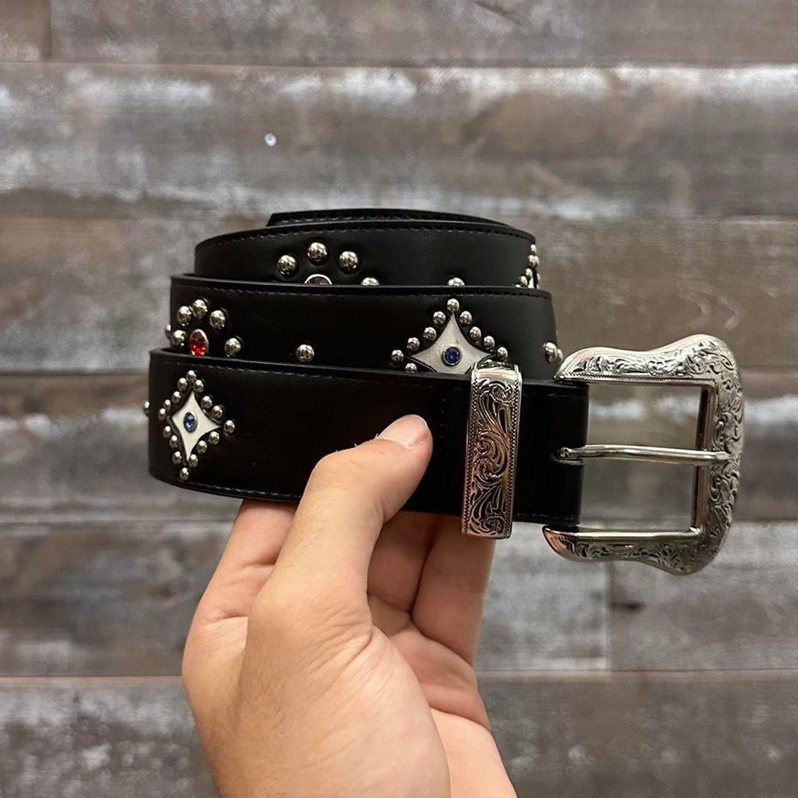 Other Black studded western style belt WMNS Size ONE SIZE - 1 Thumbnail
