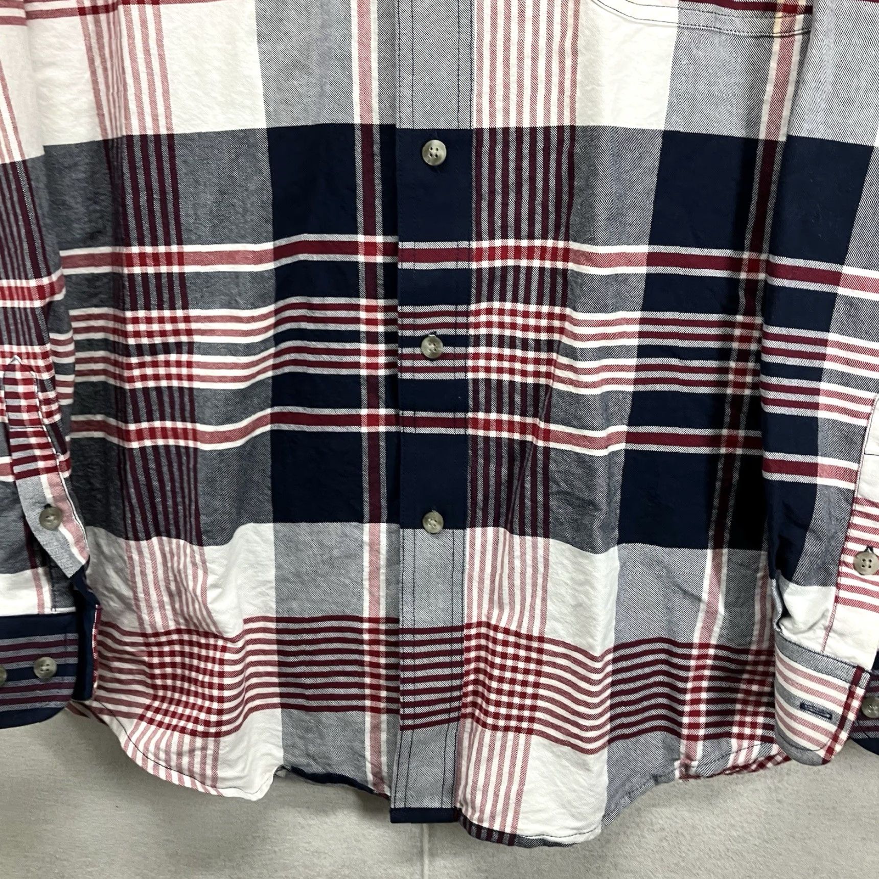 Wrangler VINTAGE Wrangler Shirt Men Large Plaid Western Button-Up 90s Retro Casual Cotton Navy Red White Size US L / EU 52-54 / 3 - 7 Thumbnail