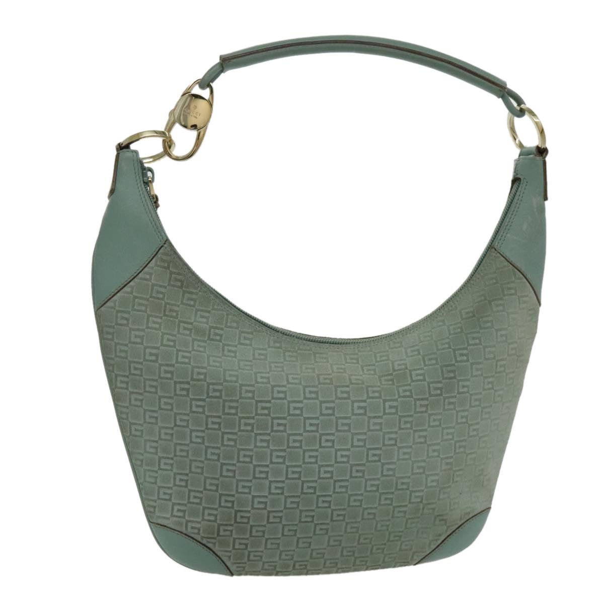 GUCCI Shoulder Bag Suede Blue Gold 001 001