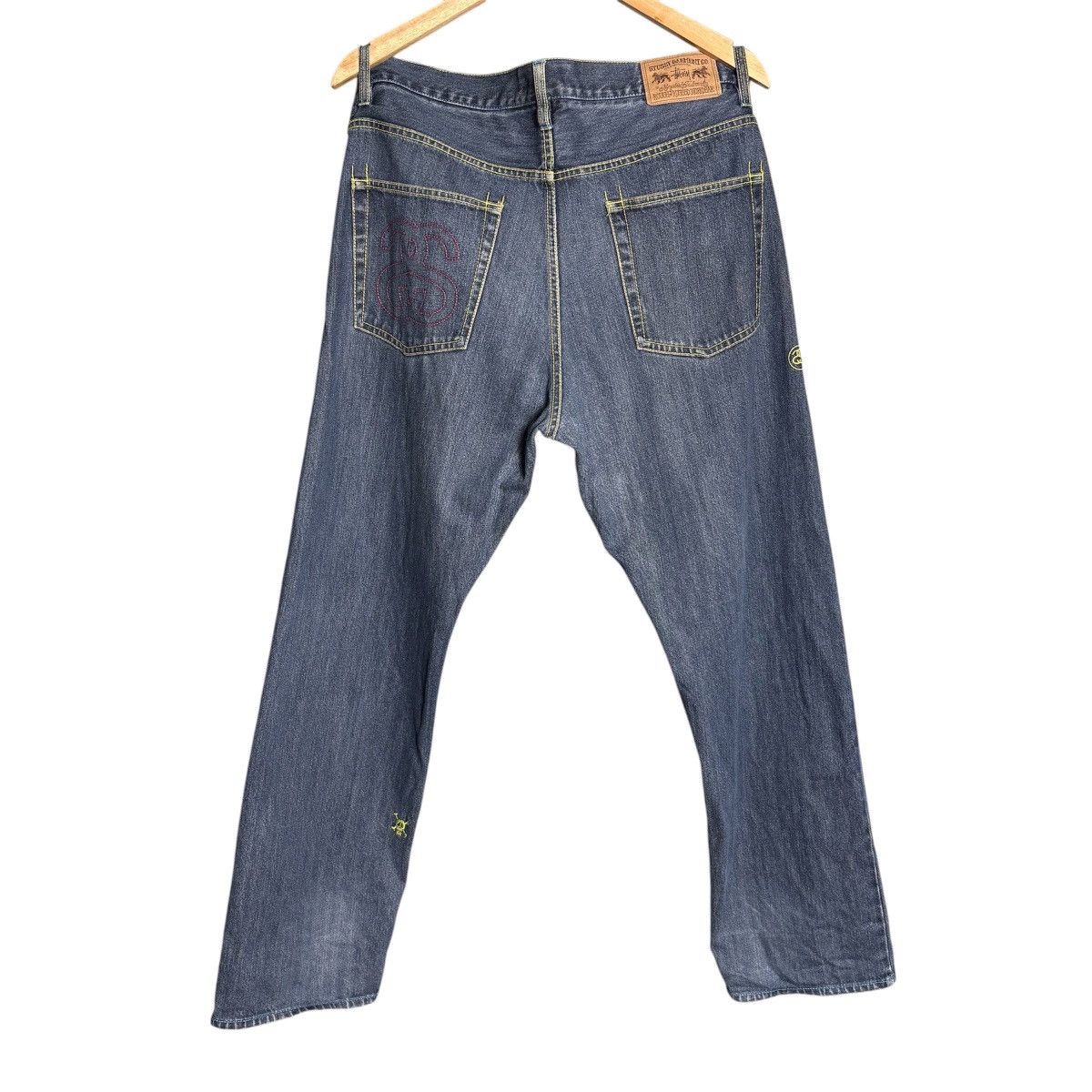Stussy × Vintage Vintage Stussy Rough Rugged Denim Skull Logo Jeans Pants Size US 34 / EU 50 - 2 Thumbnail