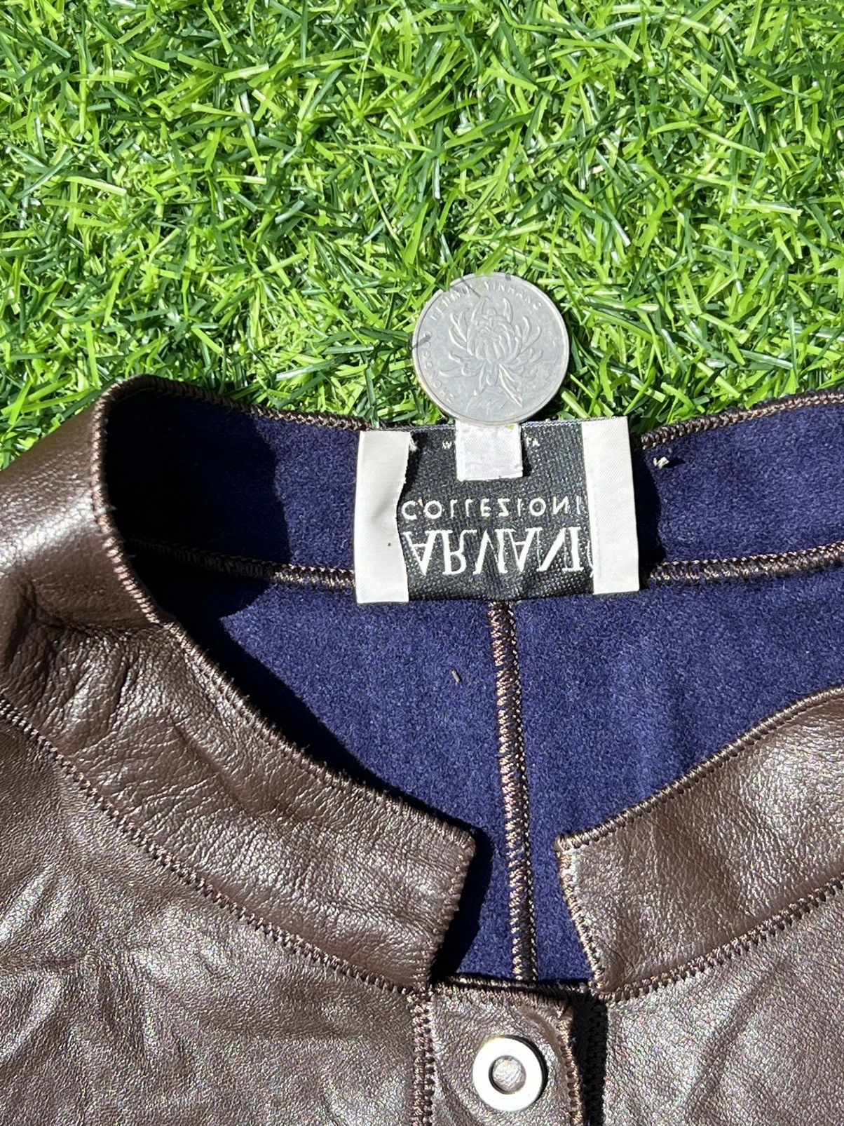 Armani Collezioni Vintage Armani collezioni Brown Leather Jacket -size 10 Size L / US 10 / IT 46 - 7 Thumbnail