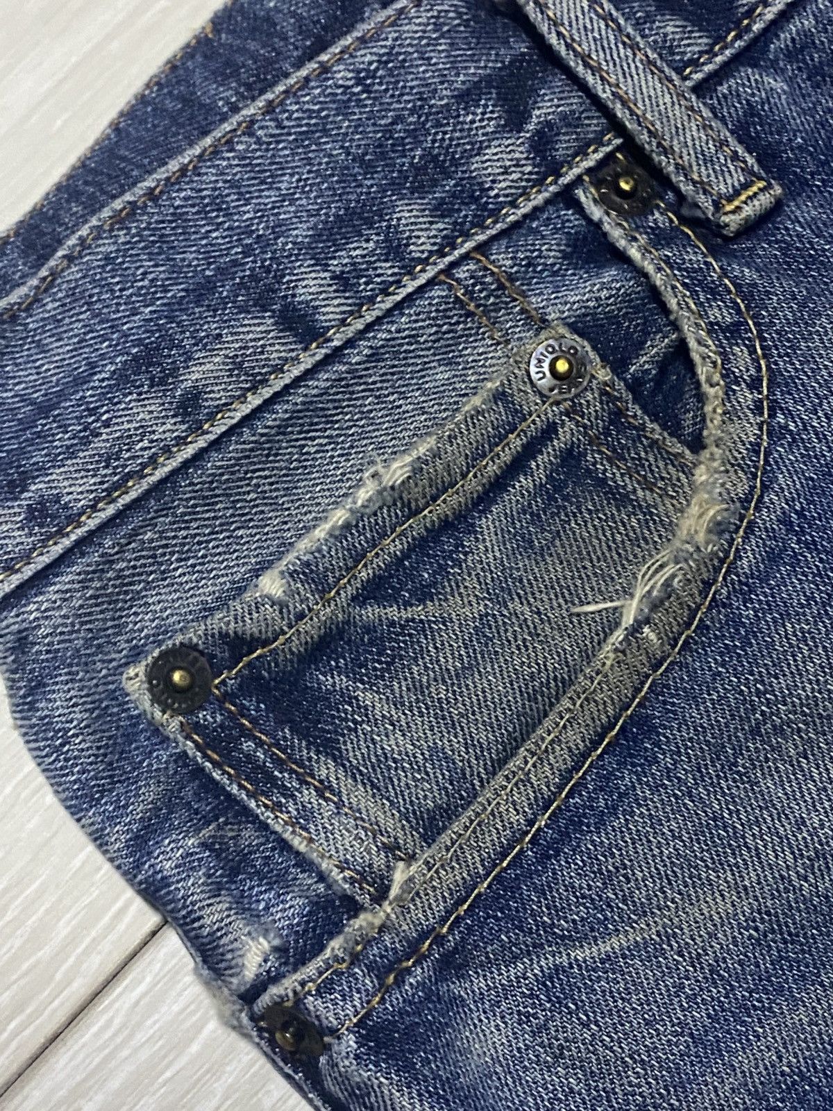 Engineered Garments × Uniqlo Vintage Uniqlo S002 Blue Wash Patches Distressed Loose Jeans Size US 35 - 9 Thumbnail