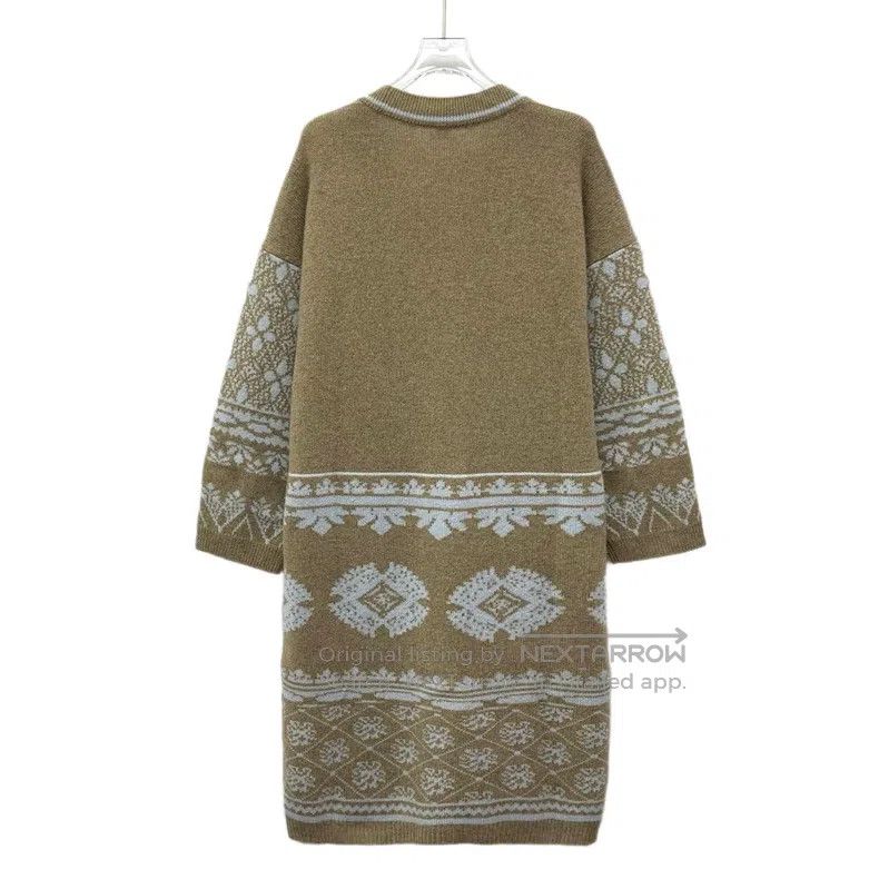 Hermes Hermes Brown snowflake inlay cashmere V-neck single-breast Size XS / US 0-2 / IT 36-38 - 2 Thumbnail