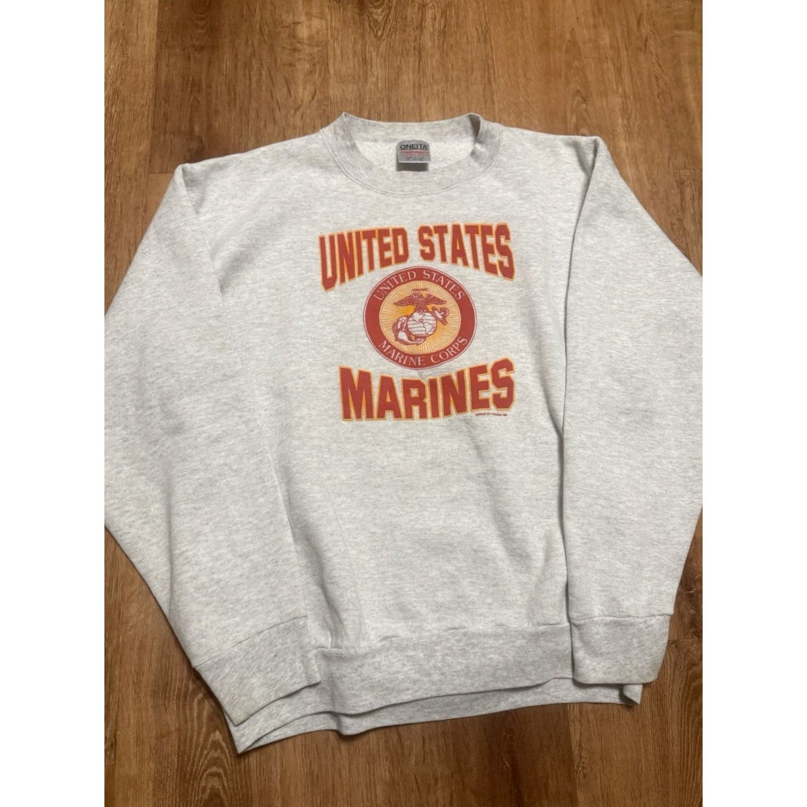 Vintage VINTAGE United States Marines Sweatshirt Crewneck Oneita Men XL Heather Gray 90s Pullover Mens Size US XL / EU 56 / 4 - 5 Thumbnail
