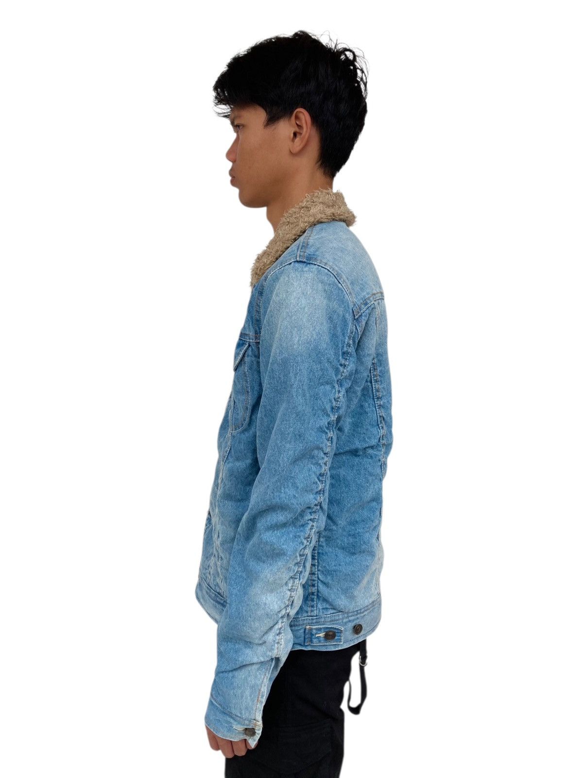 If Six Was Nine 2000s GOA - Lightwashed Sherpa Liner Denim Jacket Size US M / EU 48-50 / 2 - 2 Thumbnail