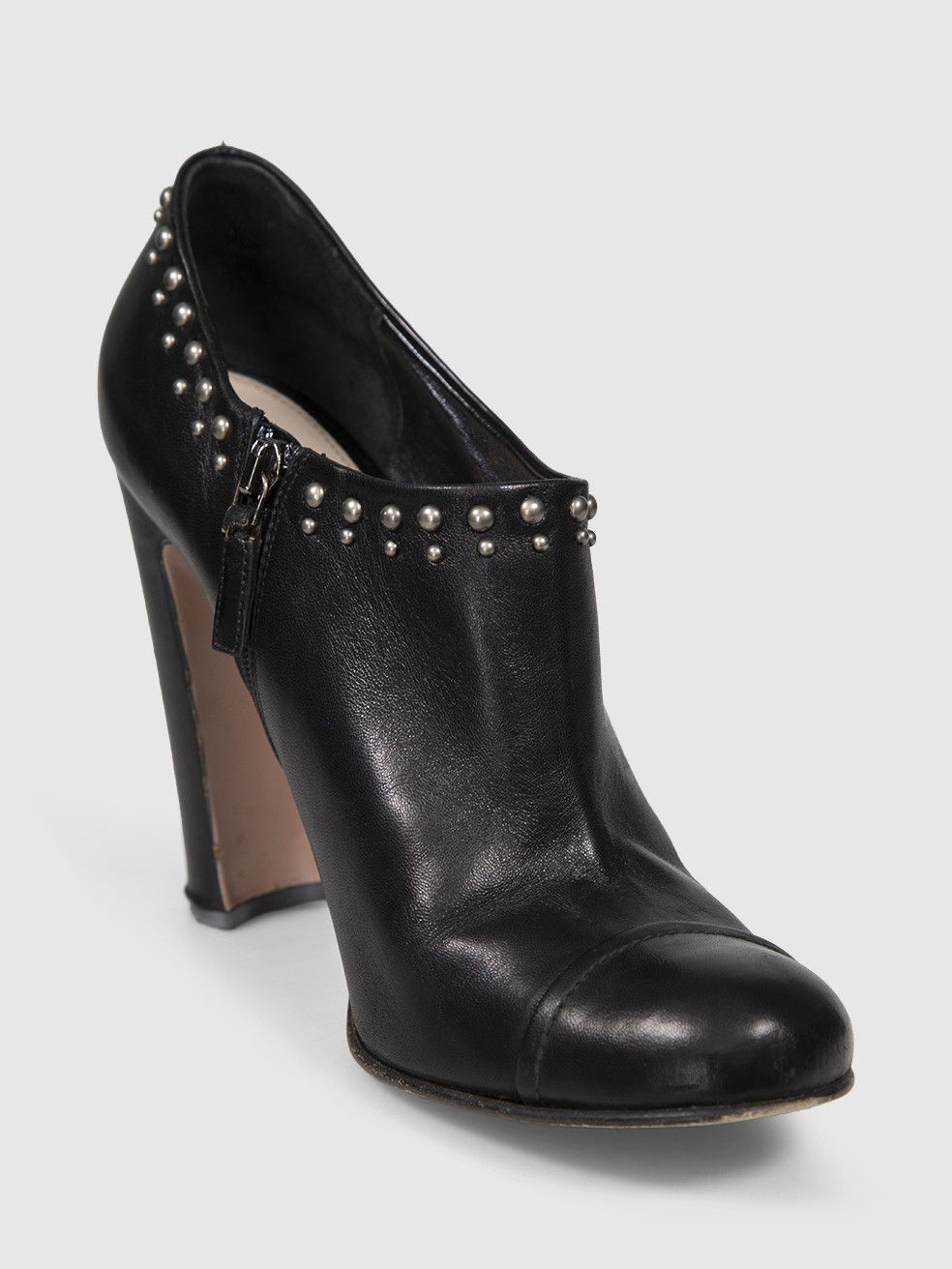 Prada Black Leather Studded Ankle Boots Size US 10.5 / IT 40.5 - 1 Thumbnail
