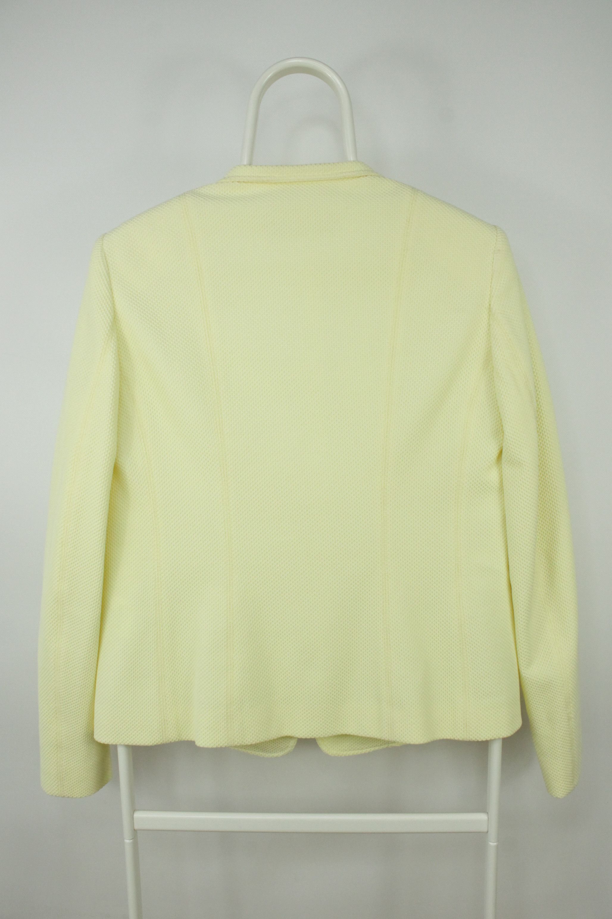 Designer × Luisa Cerano Luisa Cerano Waffle Knit Yellow Cotton Blend Blazer Jacket Size L / US 10 / IT 46 - 7 Thumbnail