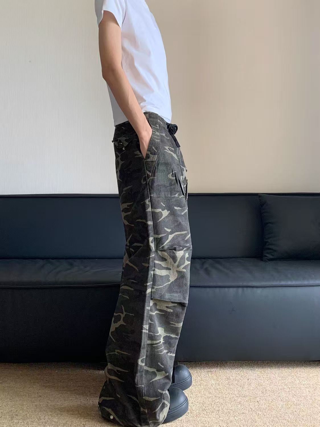 Japanese Brand × Jean American washed vintage wide-leg camouflage cargo jeans Size US 32 / EU 48 - 3 Thumbnail