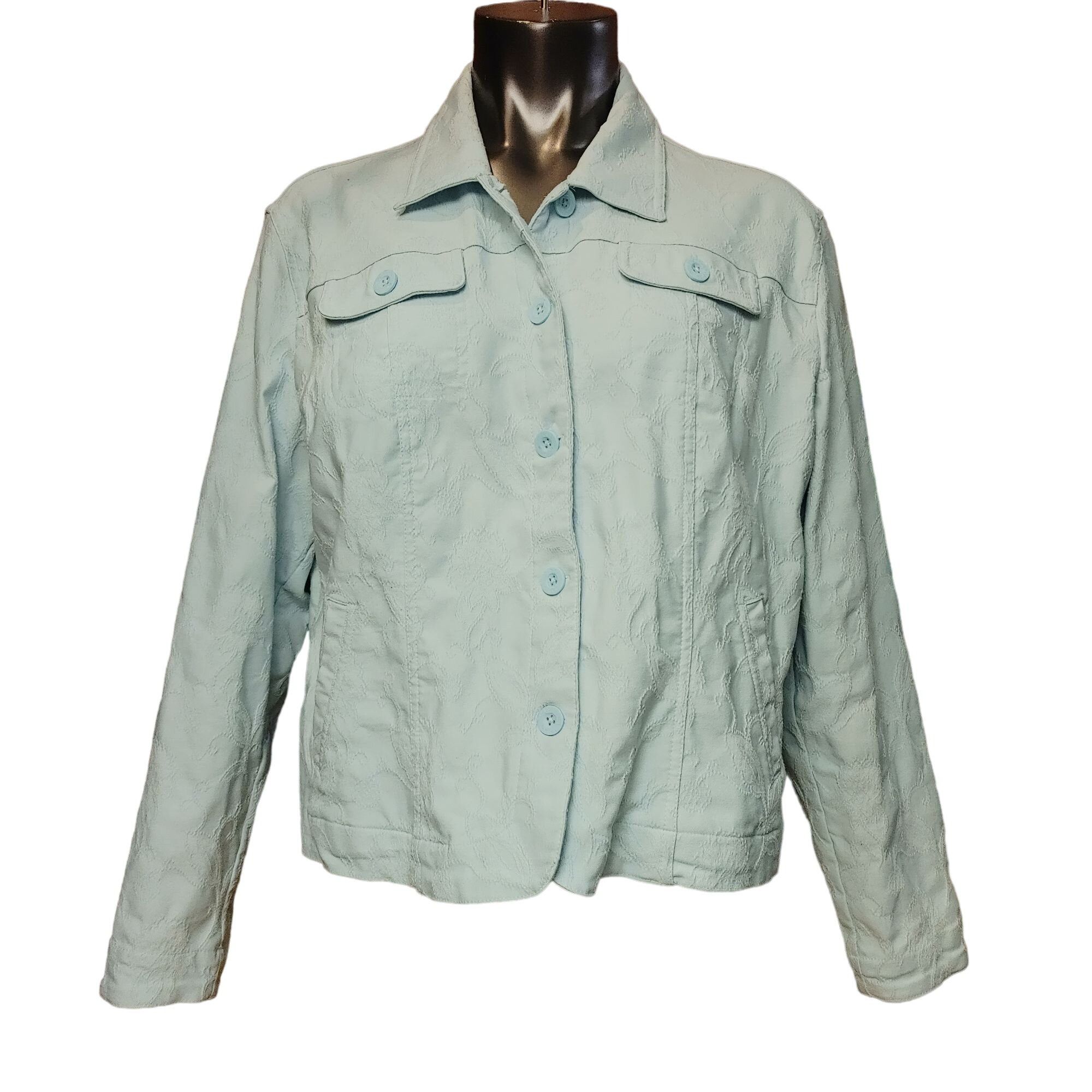 Croft & Barrow Croft & Barrow Women's Light Blue Subtle Floral Pattern Jean Size XL / US 12-14 / IT 48-50 - 1 Thumbnail