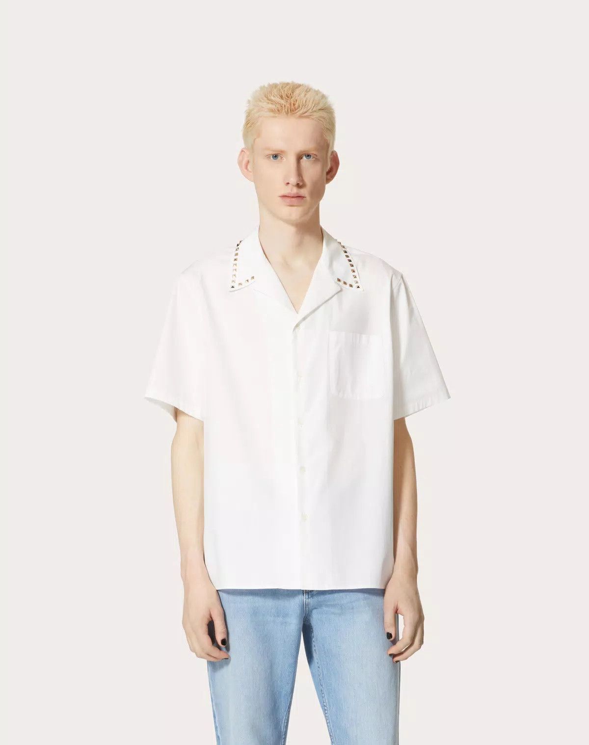 Valentino oc11z0625 Cotton Bowling Shirt in White Size US L / EU 52-54 / 3 - 5 Thumbnail