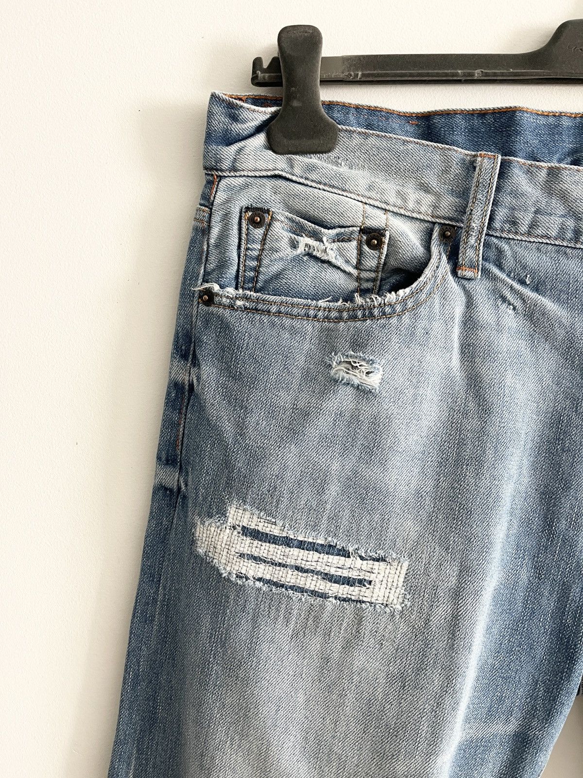 Japanese Brand STEAL! 2000s Jean Shop Distressed Boro Denim Jeans Size US 36 / EU 52 - 3 Thumbnail