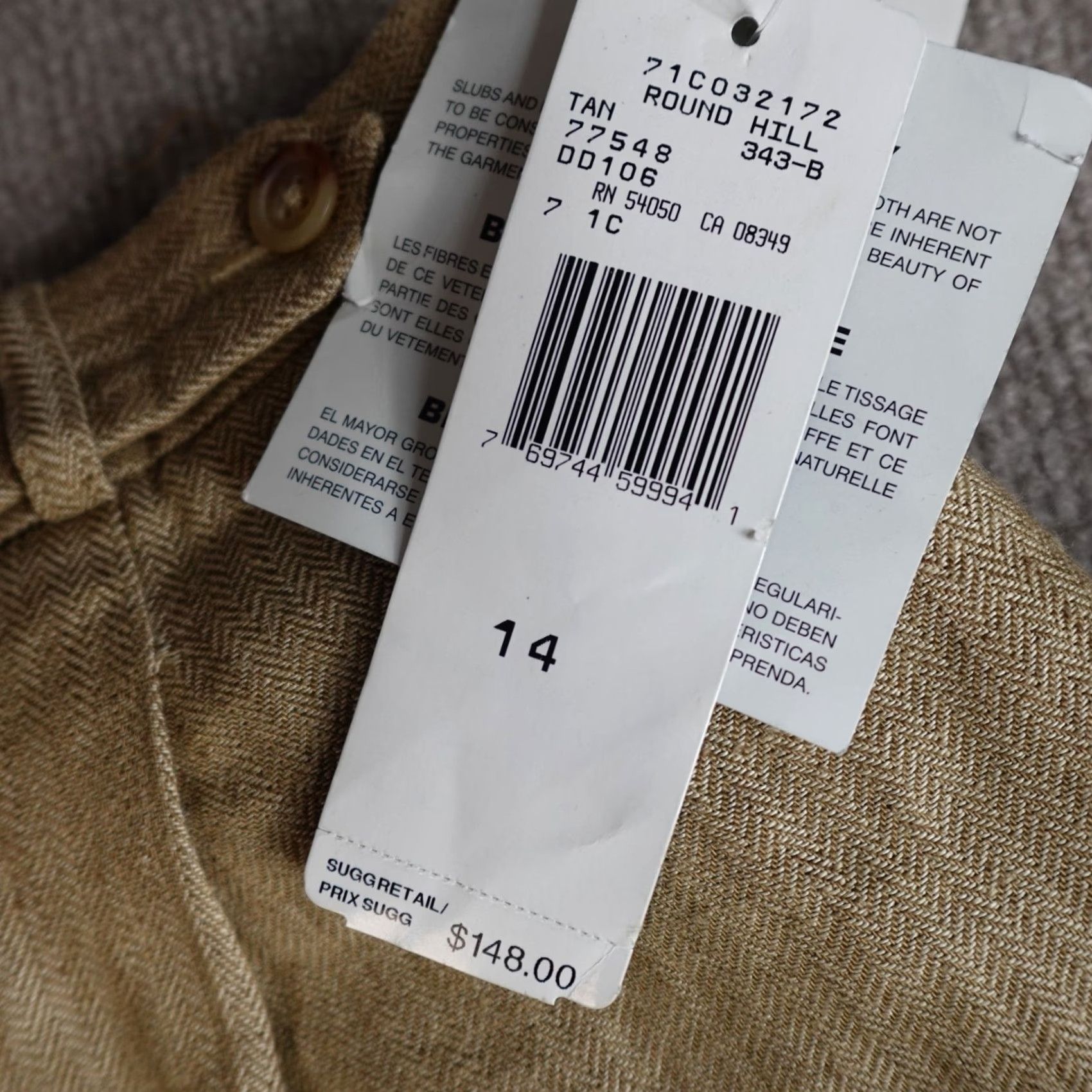 Ralph Lauren VINTAGE Lauren Ralph Lauren Womens Pants 14 Beige Pleated Herringbone High Rise NEW Linen Ramie Rayon Front Flat Inseam 31 Dress Pants Womens Size 36" / US 14 / IT 50 - 5 Thumbnail