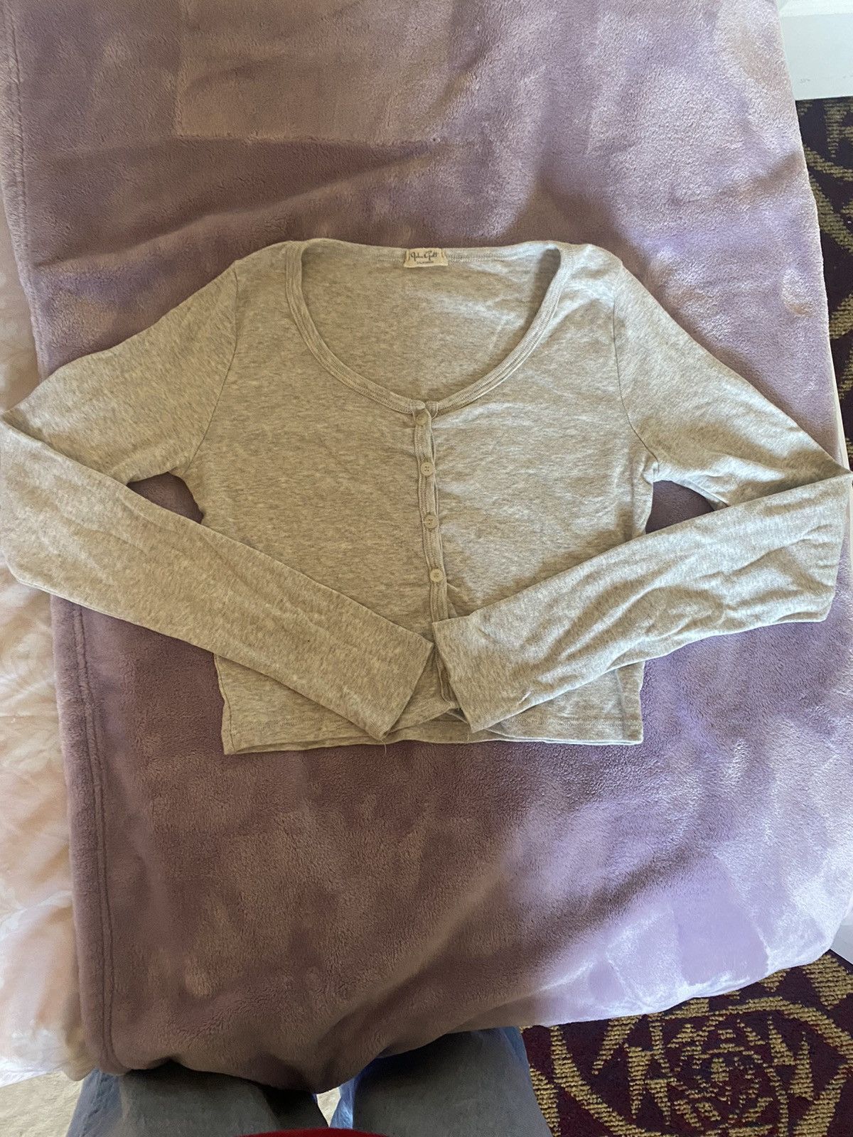 Pacsun grey crop top button up Size S / US 4 / IT 40 - 1 Thumbnail