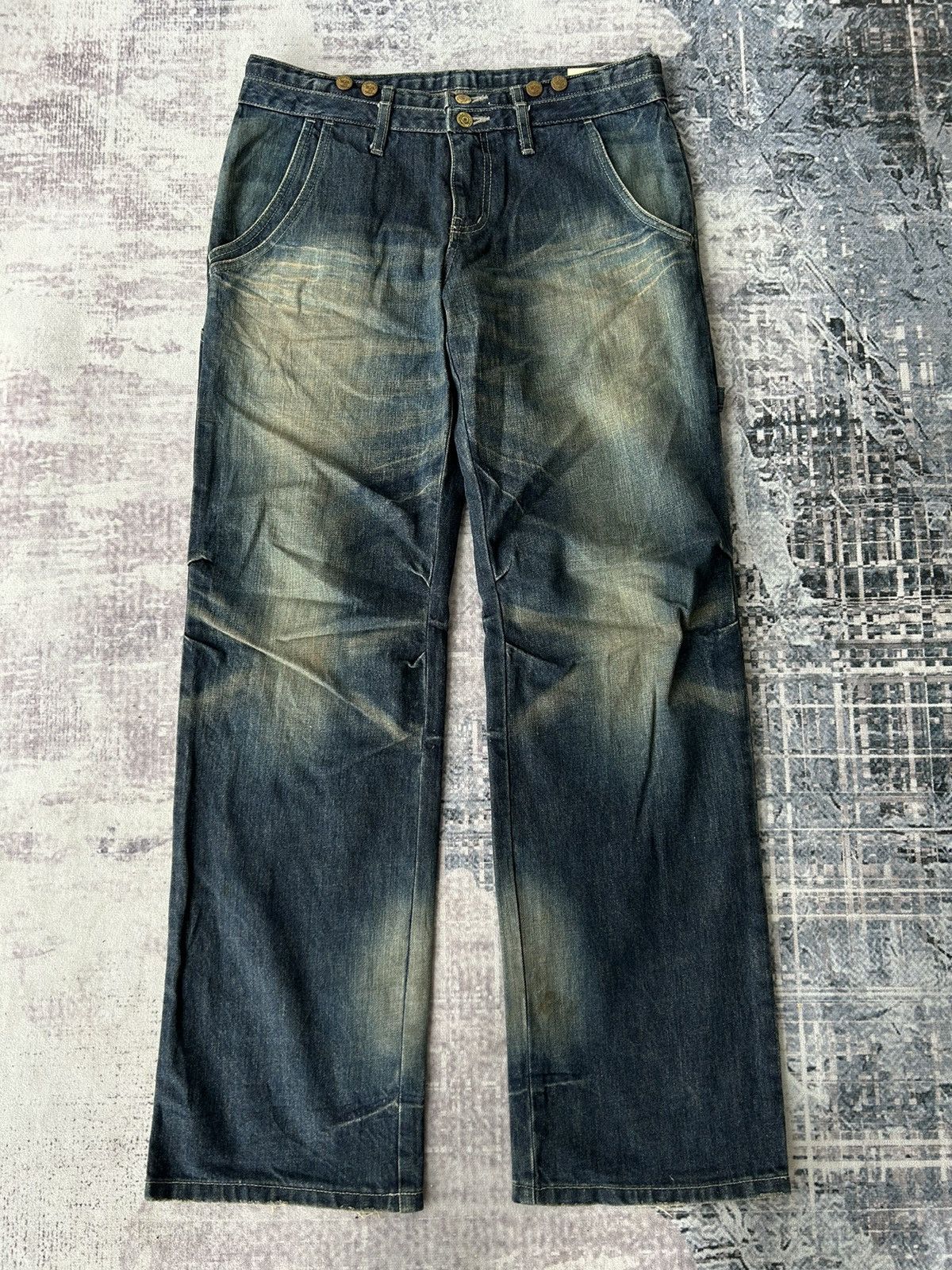 PPFM PPFM Carpenter Solid Washed Denim Pants Size US 32 / EU 48 - 1 Thumbnail