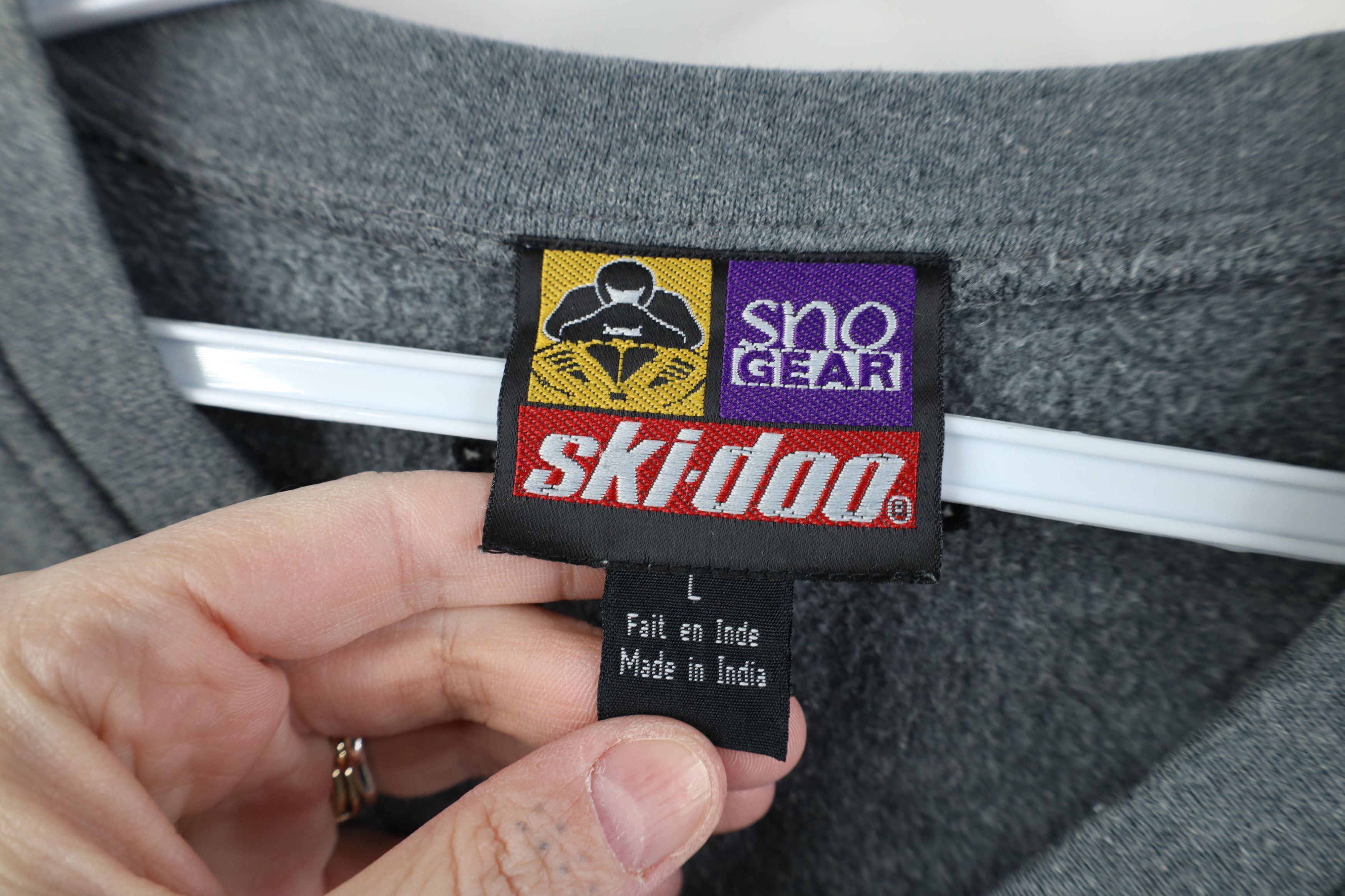 Vintage Vintage 90s Ski Doo Bombardier Ribbed Knit Sweatshirt Gray Size L / US 10 / IT 46 - 8 Thumbnail